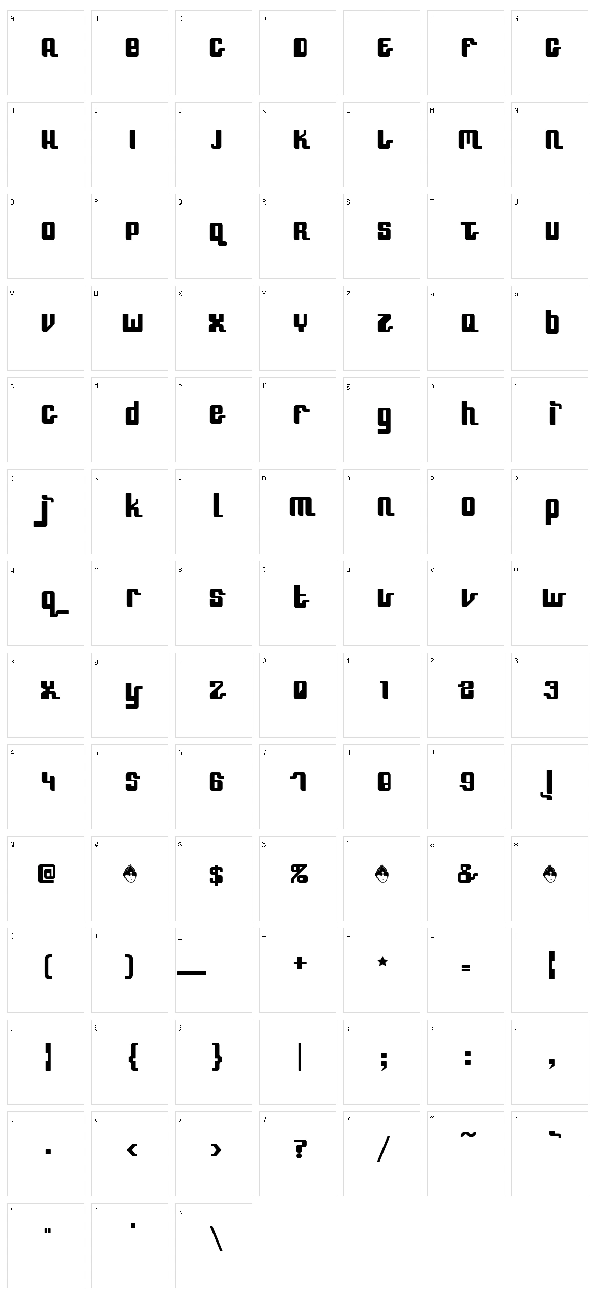 SpeedFreek Character Set