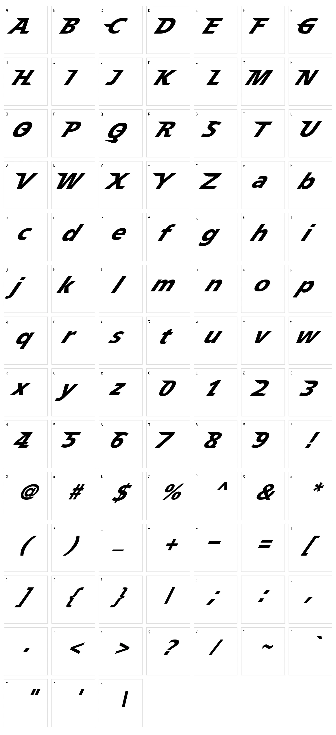 Speedy 12 Character Set