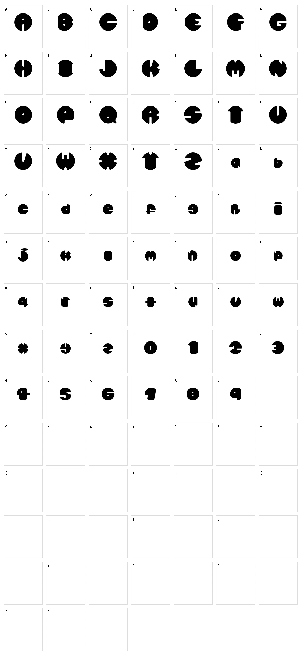 Spherometric Character Set