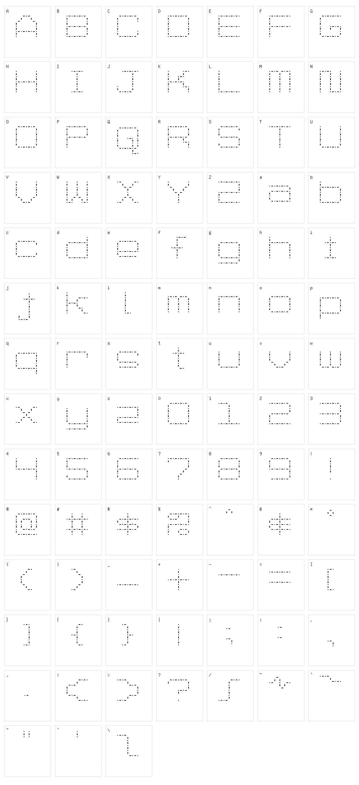 Spot Matrix Character Set