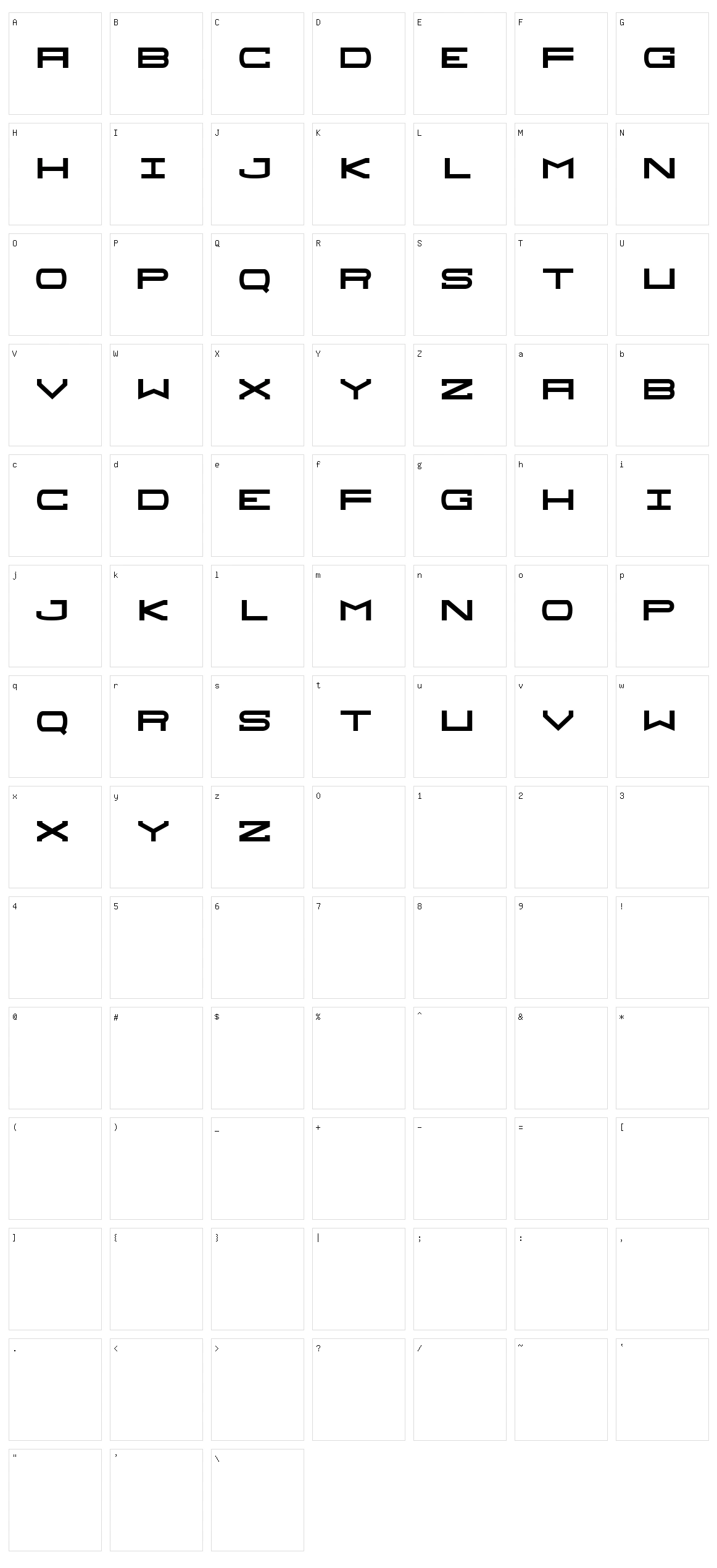 Sprawl Character Set