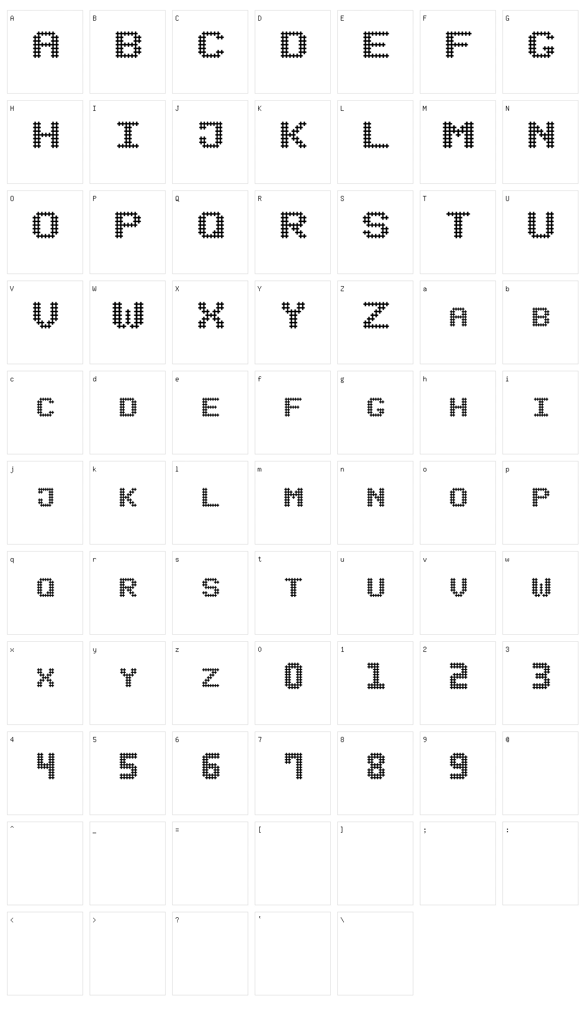 Sqells Character Set