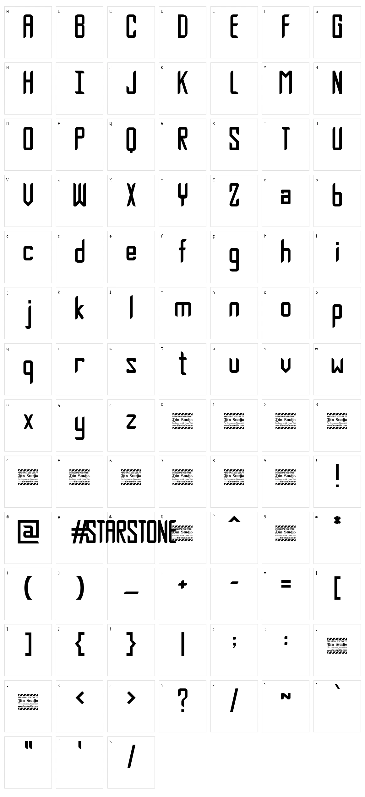 Starstone Character Set