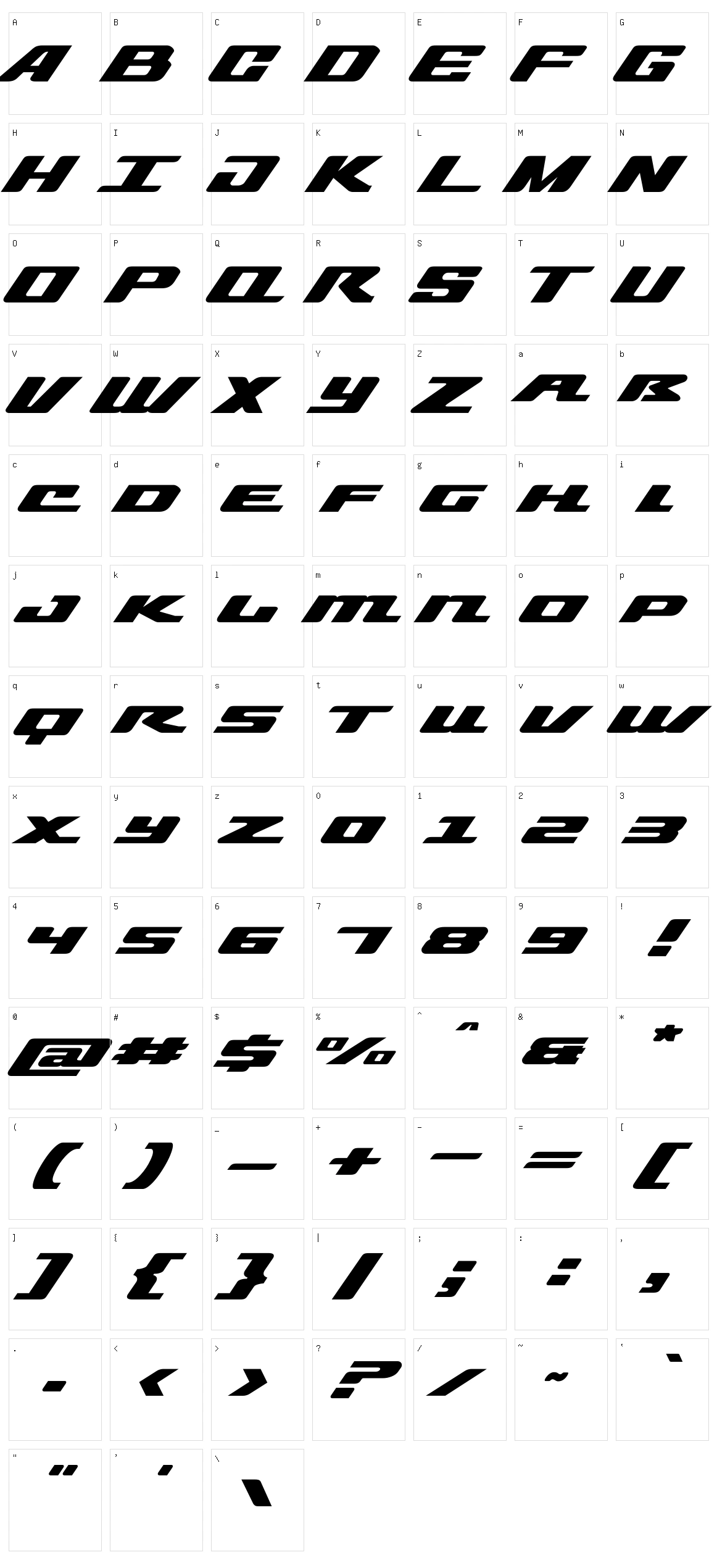 Straider Character Set
