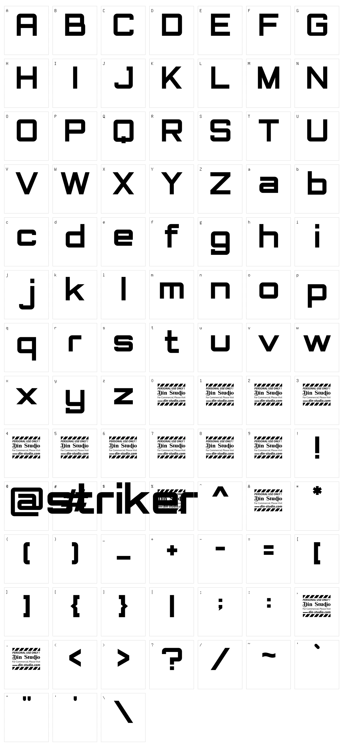 Striker Character Set