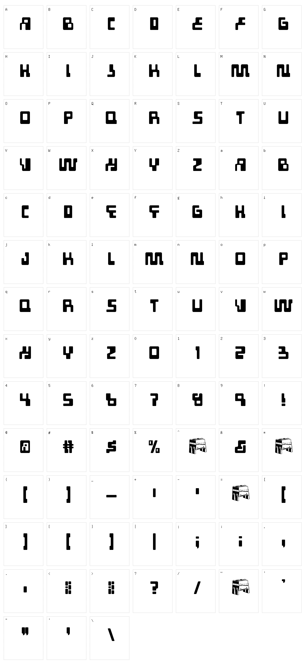Tabletron Character Set