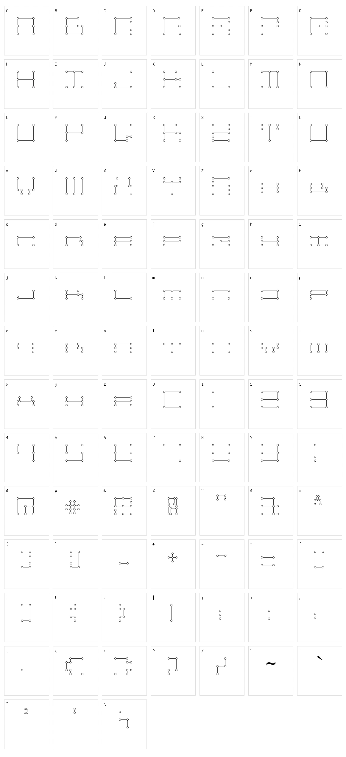 Technolines Character Set
