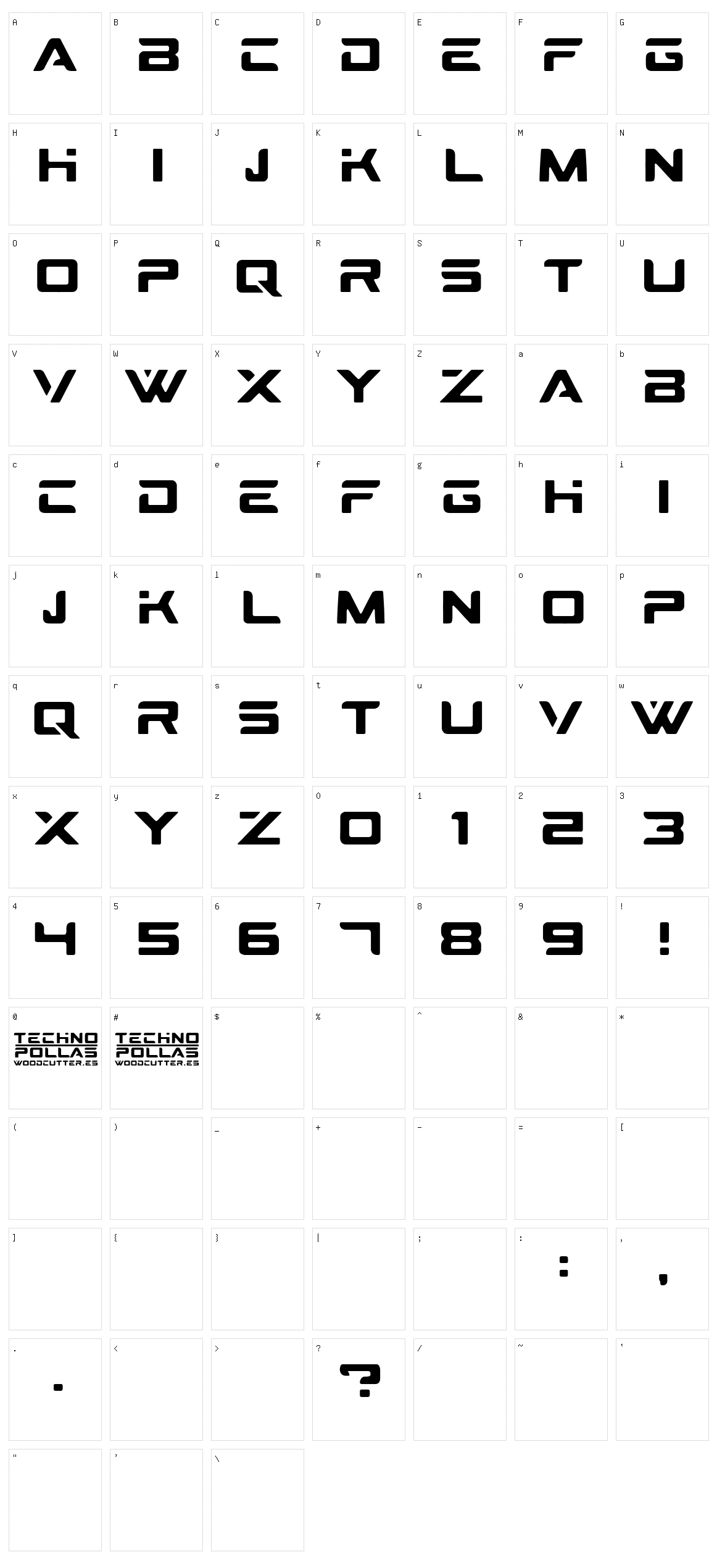 Technopollas Character Set