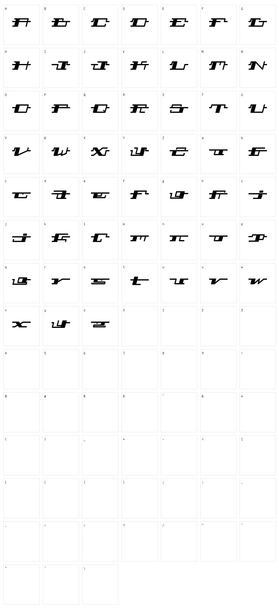 Technostroked Character Set