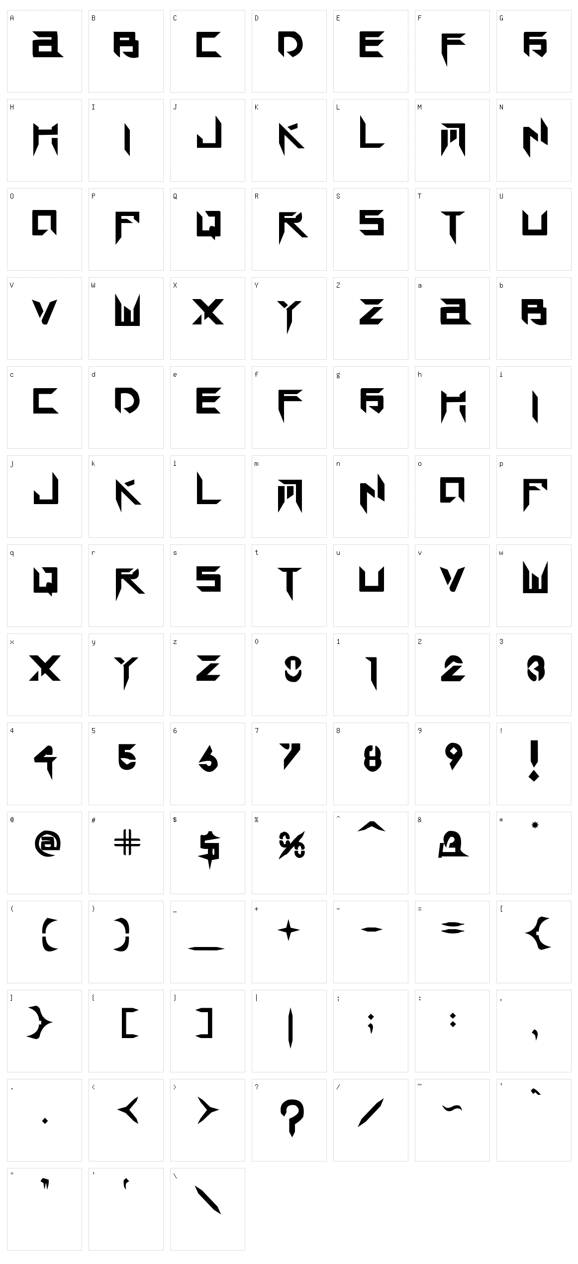 Tek Hed Character Set
