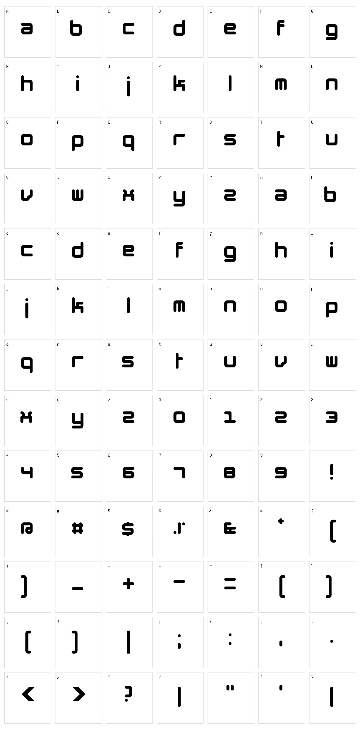 The Hummel Font Character Set