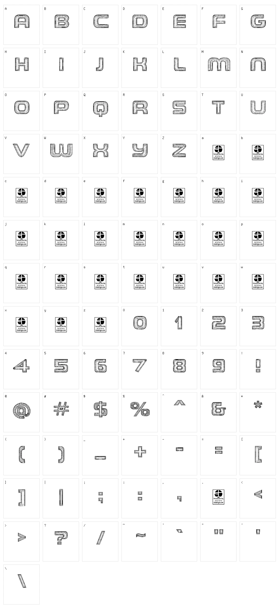 The Wireframe Character Set