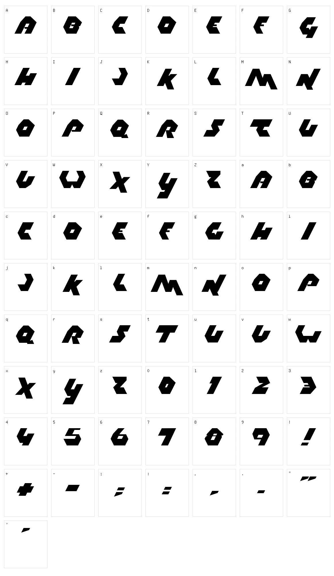 Thrust Character Set