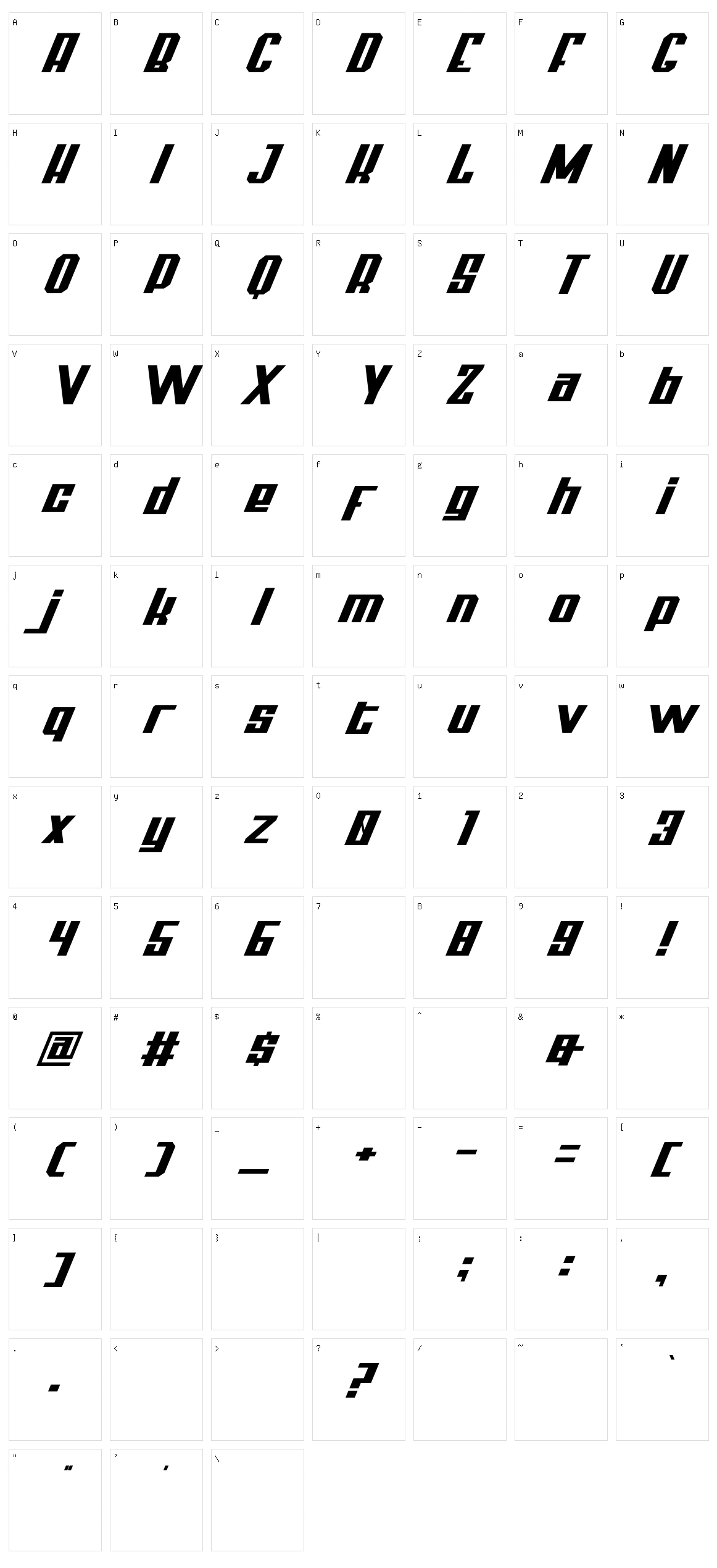Thunderbold Character Set