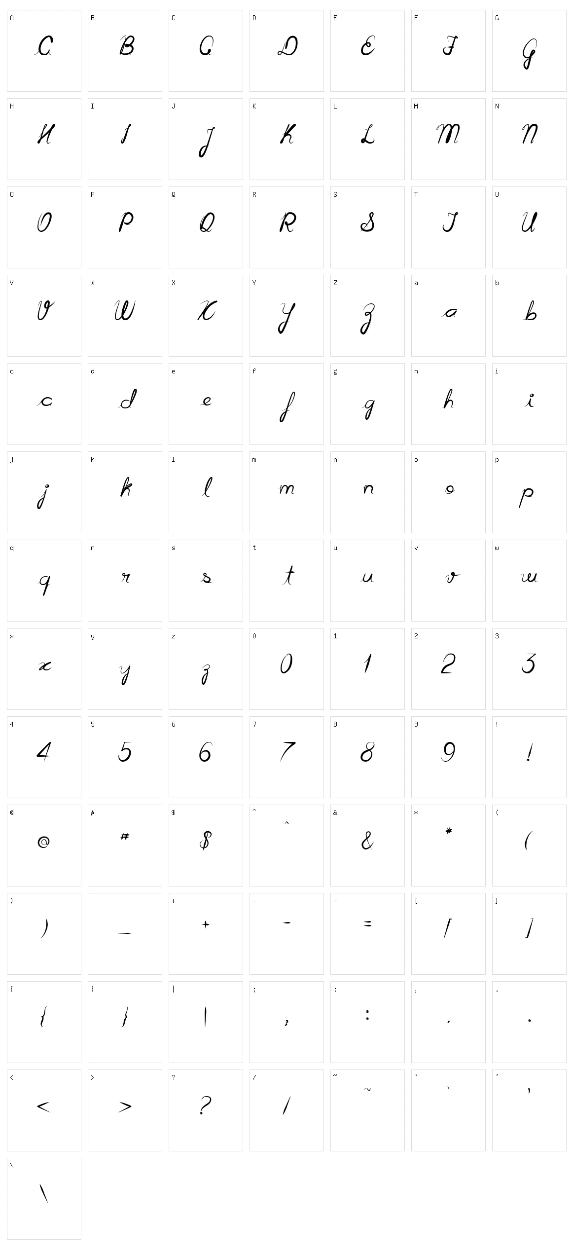 Cursiva Character Set