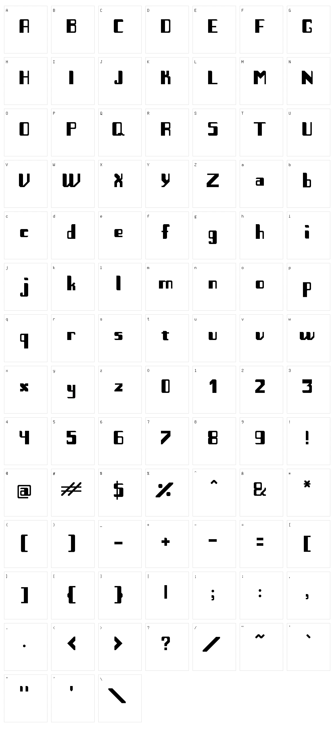 Tipografia Character Set