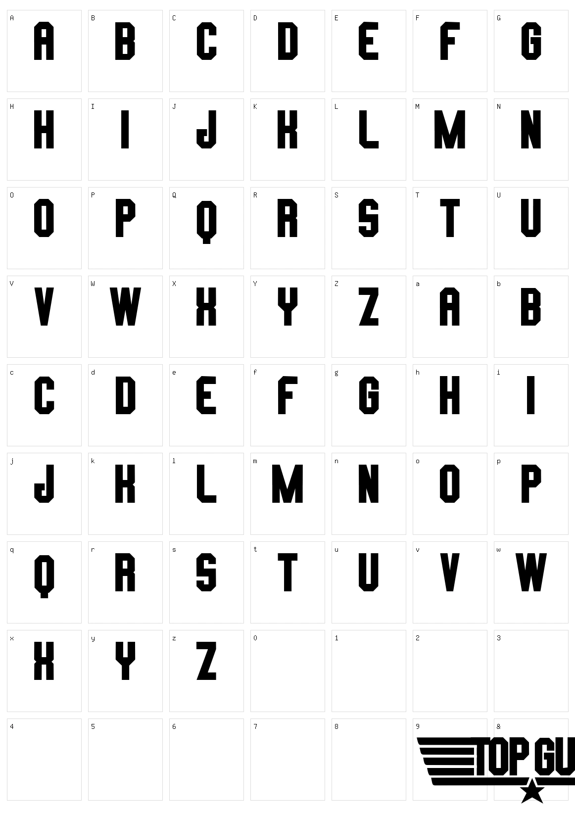 Top Gun Character Set