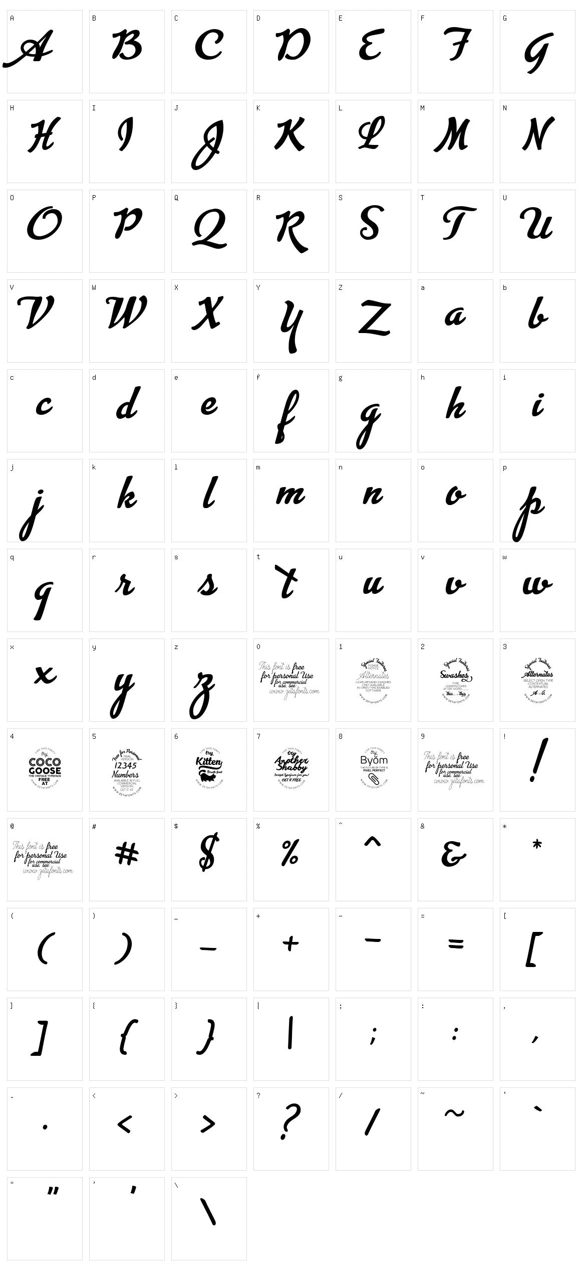 Advertising Script Character Set