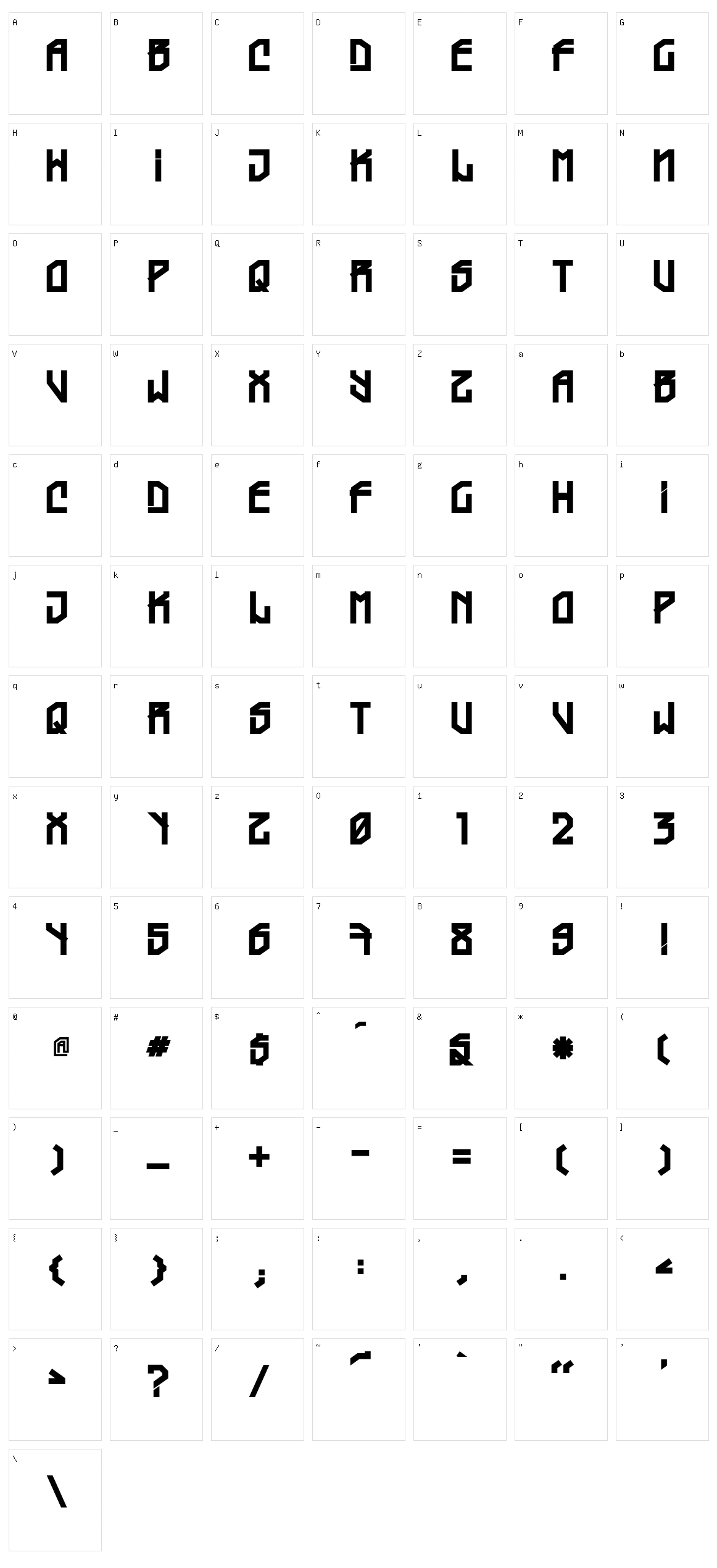 Typograff Character Set