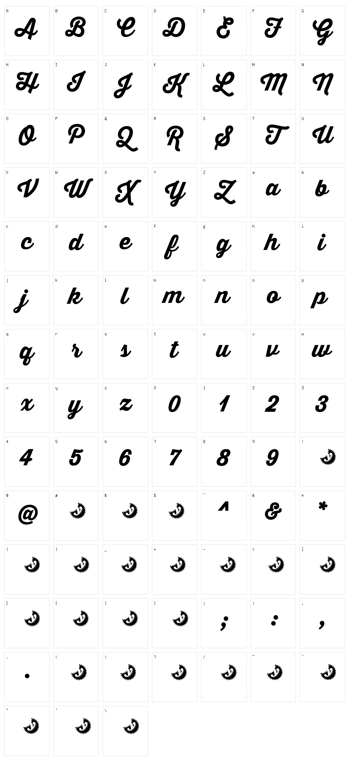 Thirsty Script Character Set