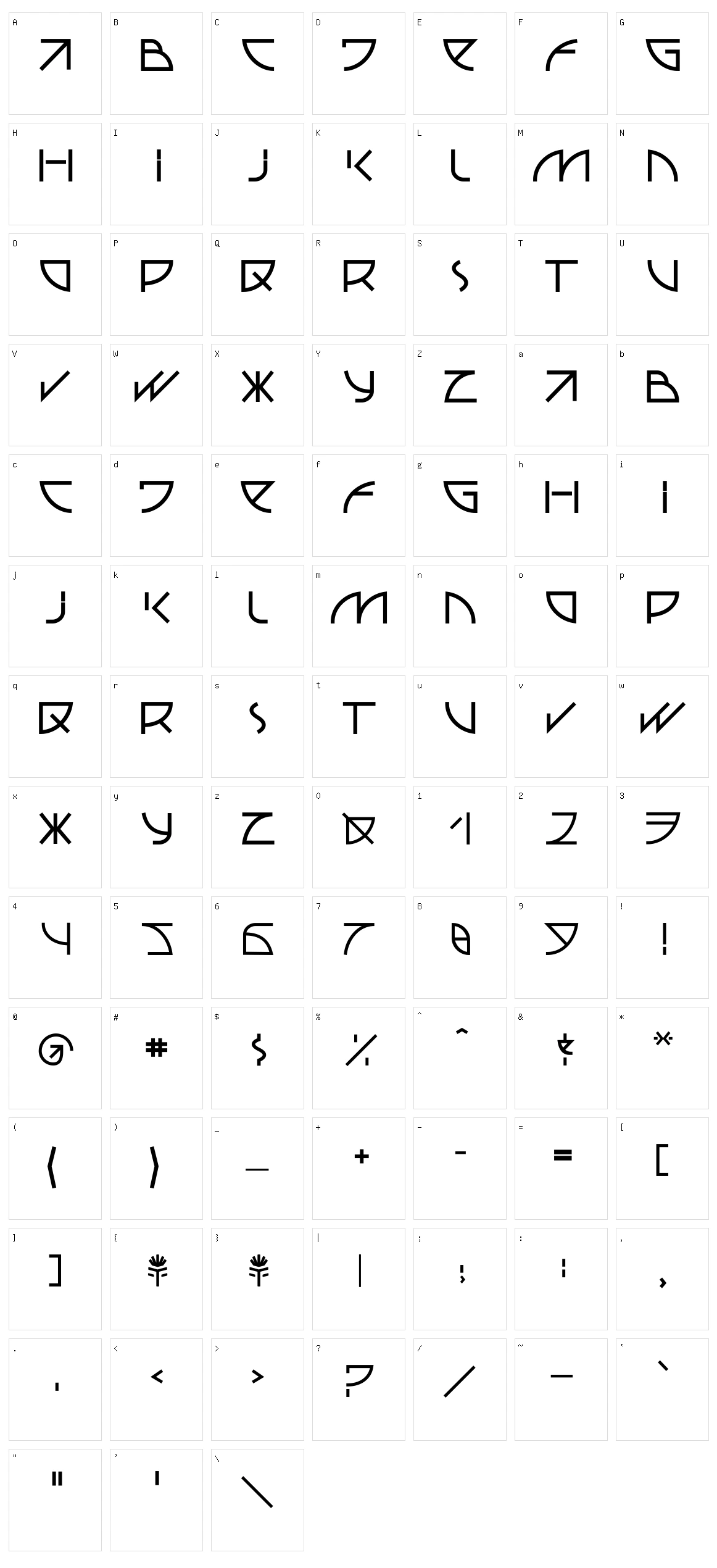 UUBA Character Set