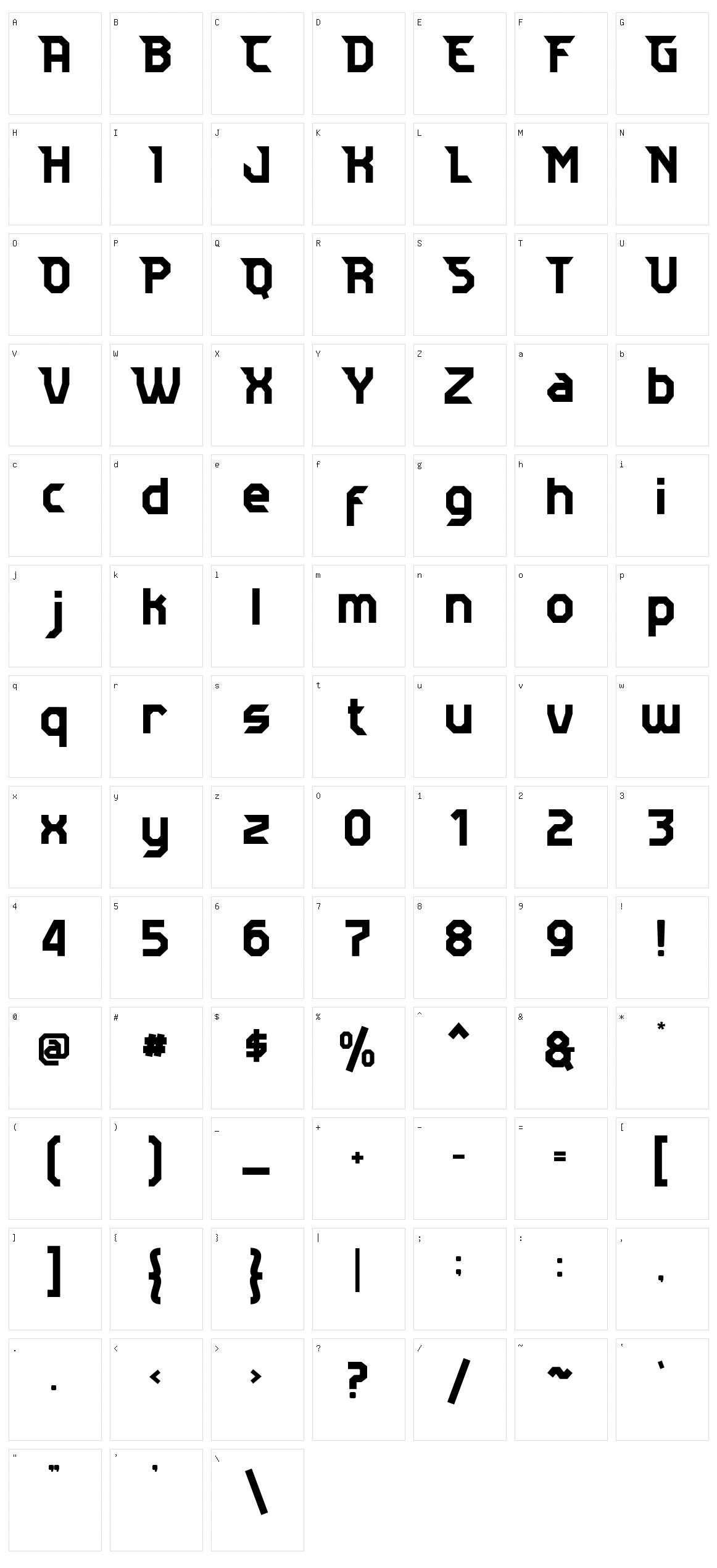 Ventera Character Set