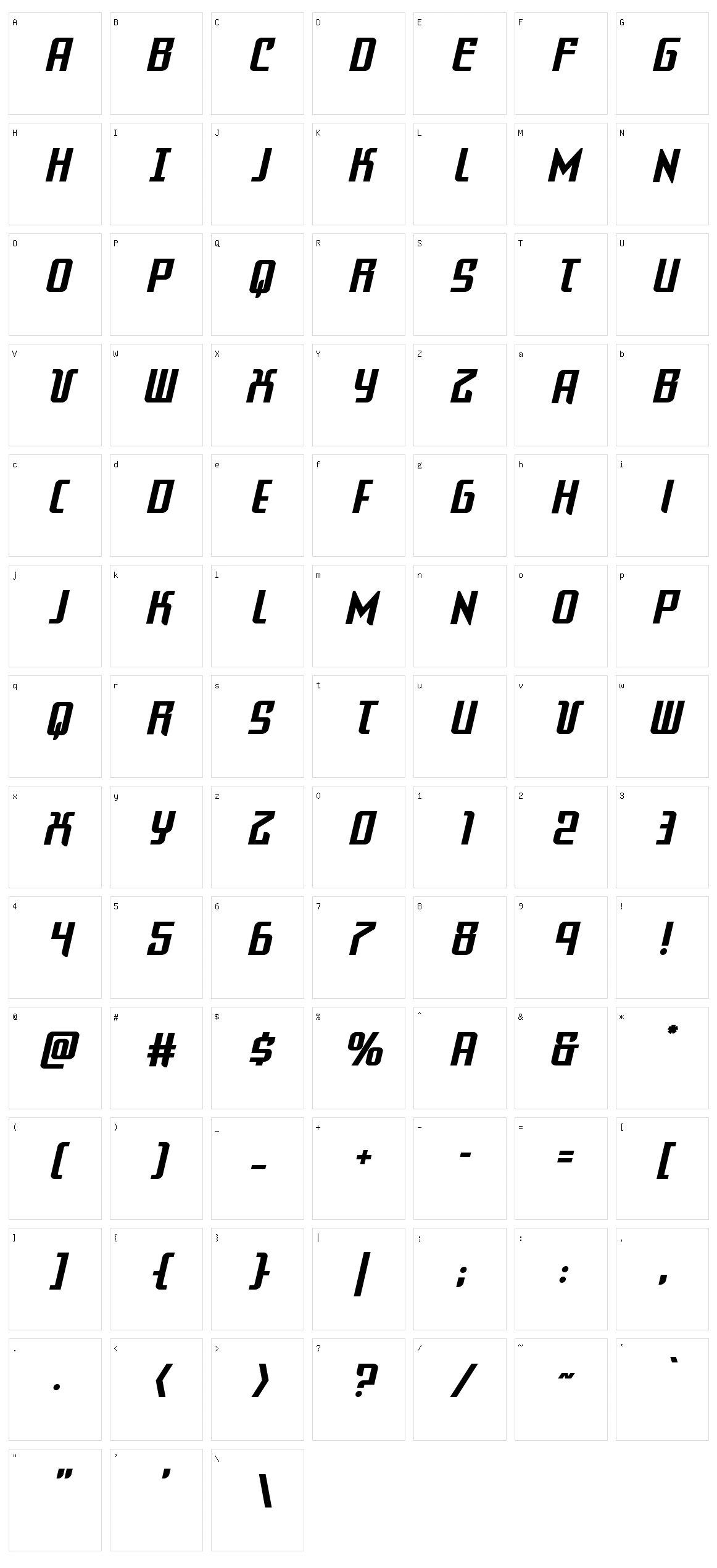 Warriatron Character Set