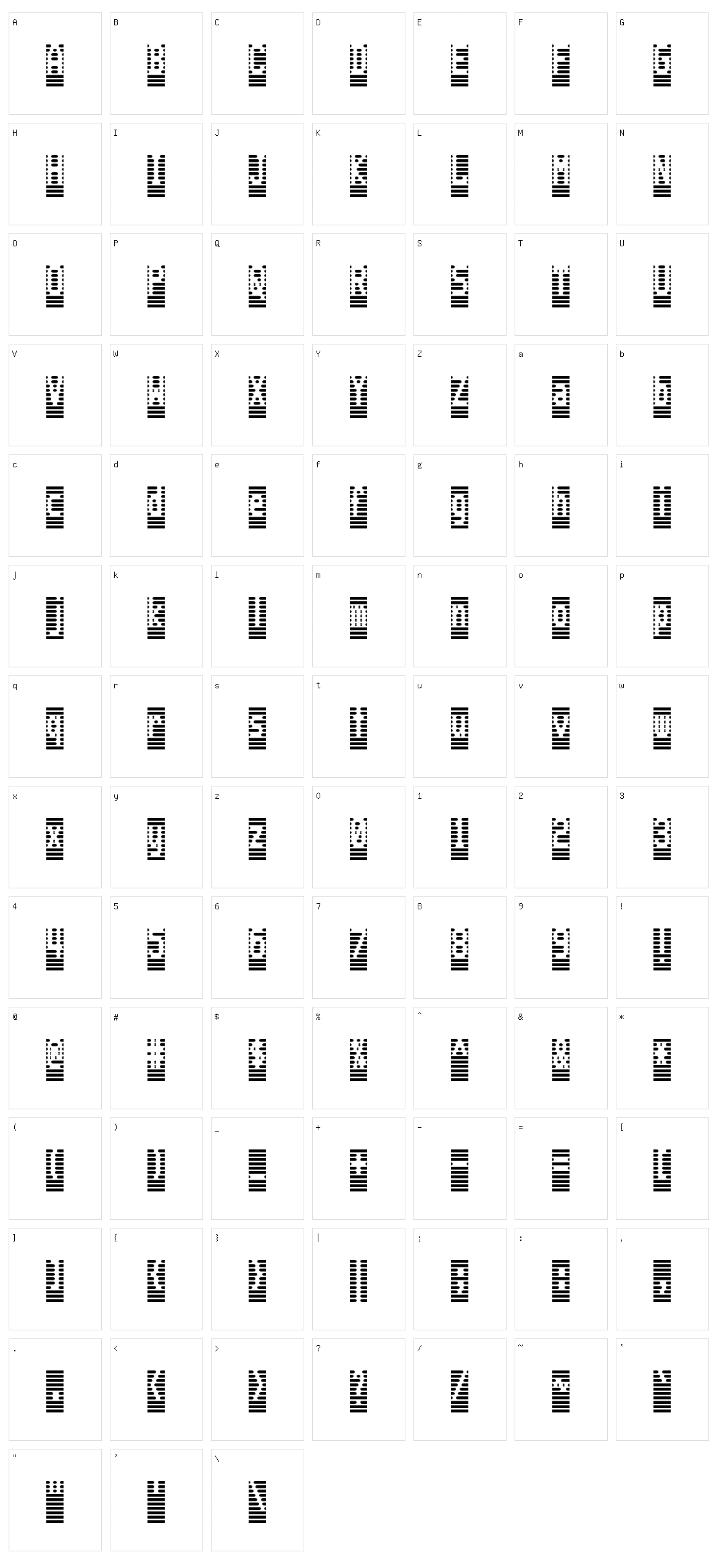 WarText Inverse Character Set