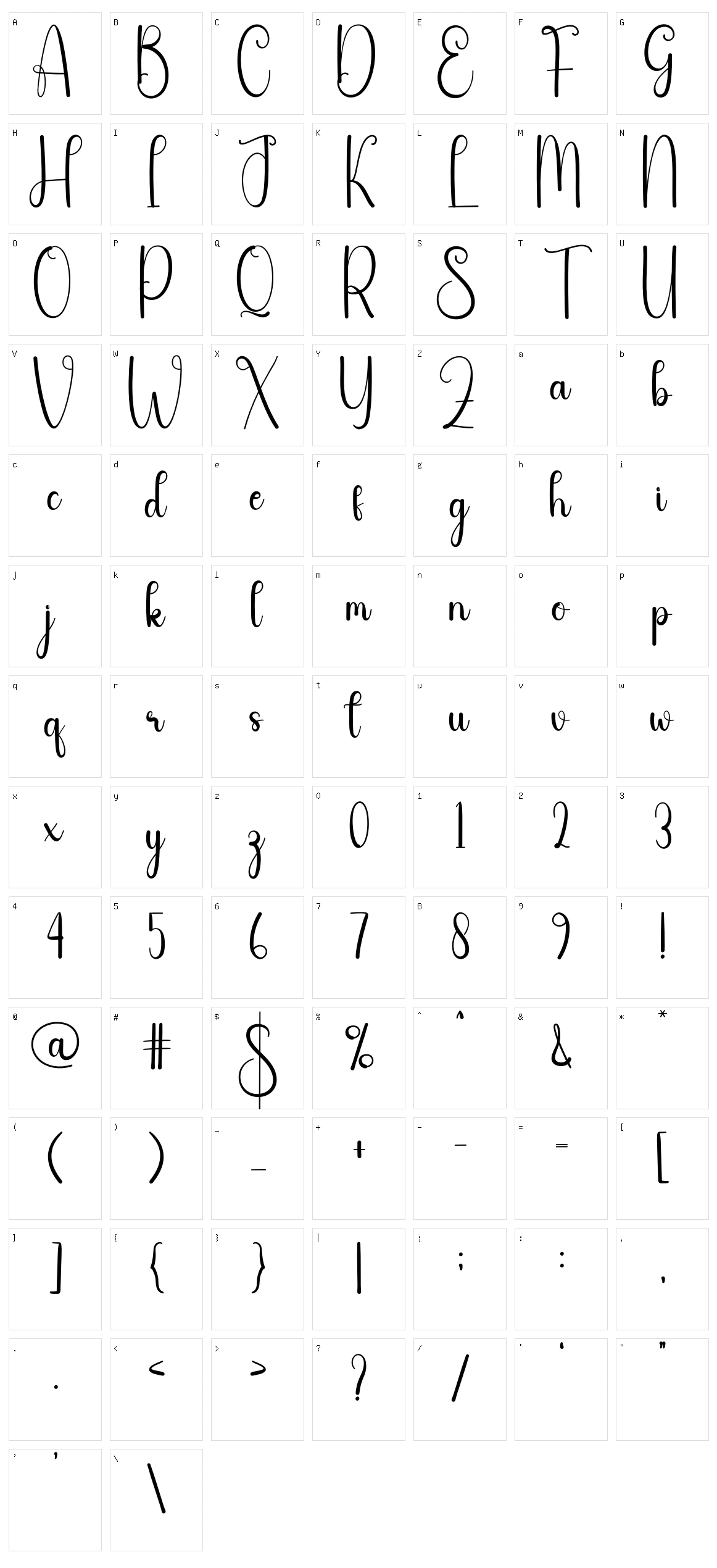 Simple Calligraphy Character Set
