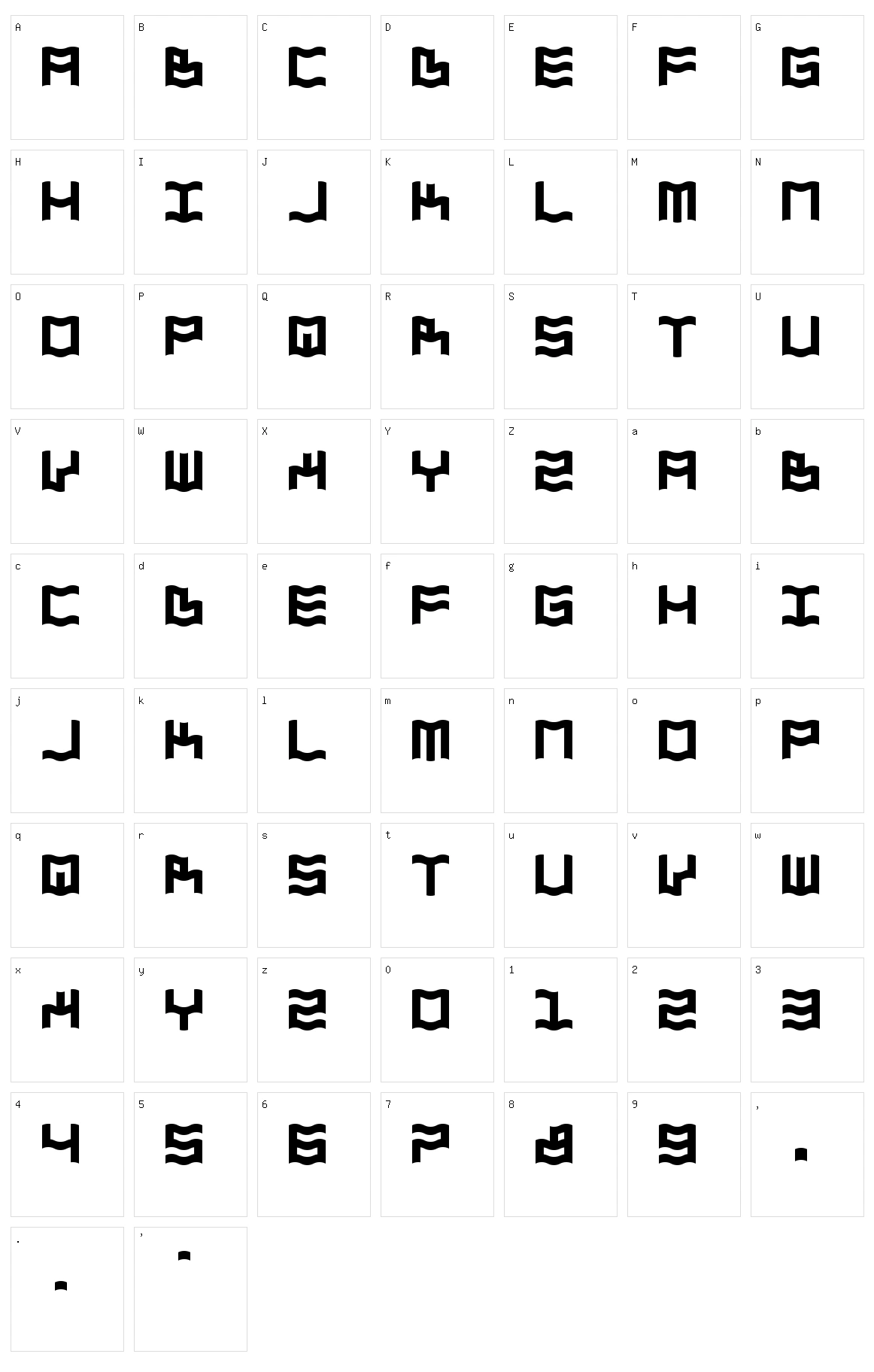 Zdyk Aquarius Character Set