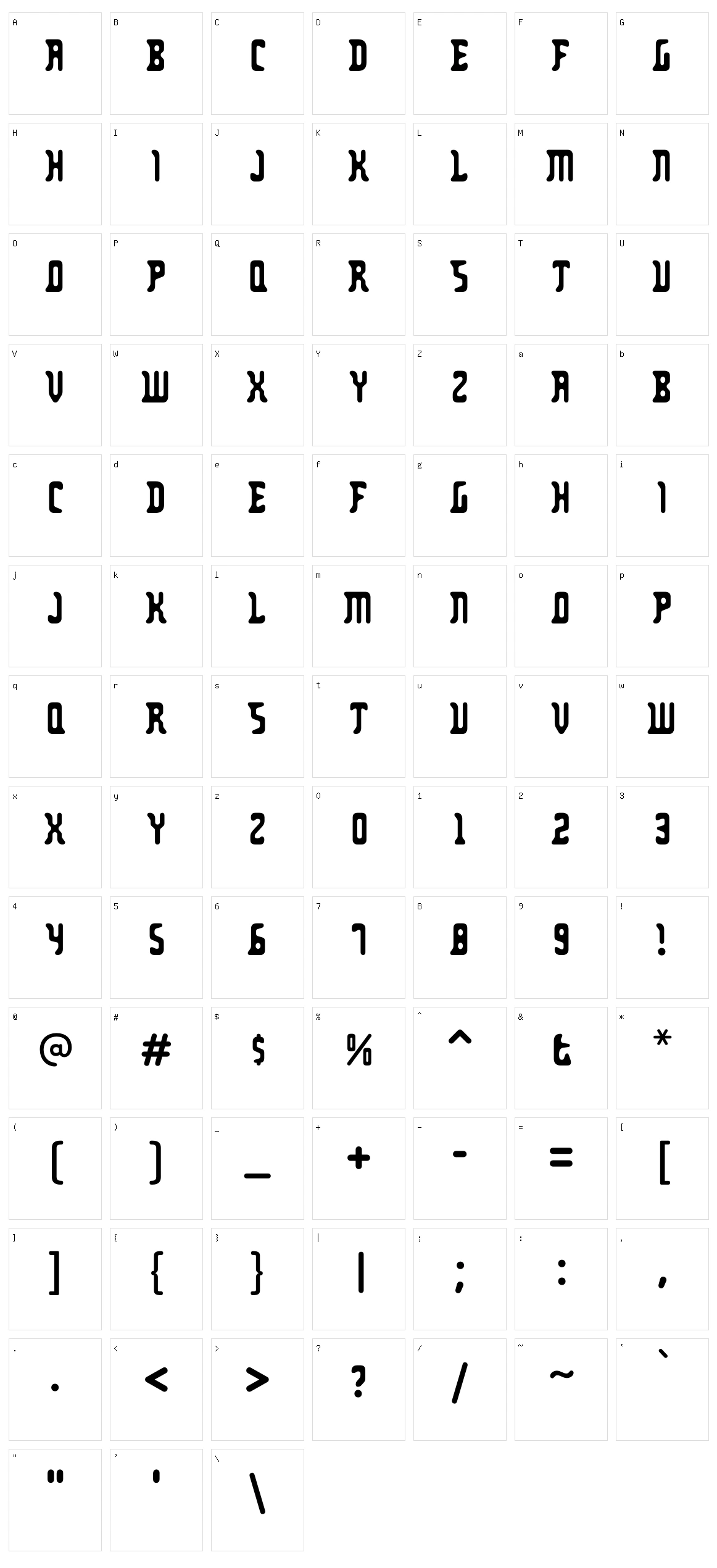 Zodillin Character Set
