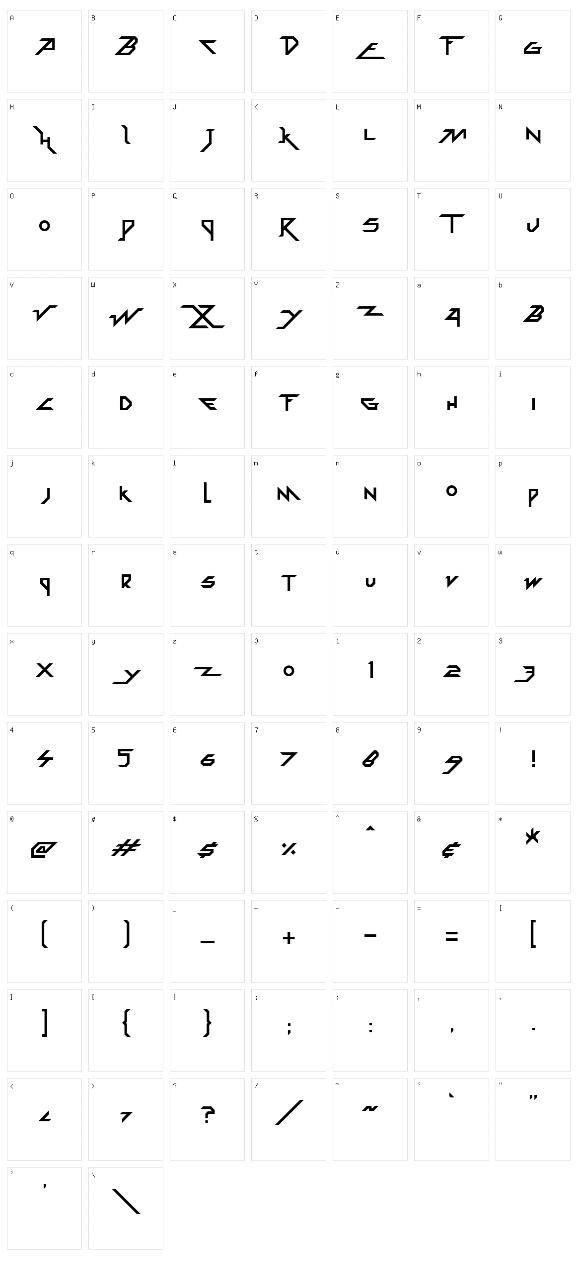 Zoxoz Character Set