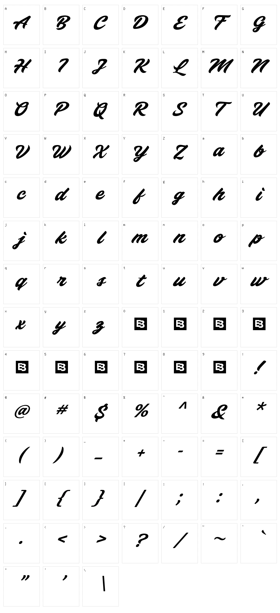 Awesome Script Character Set