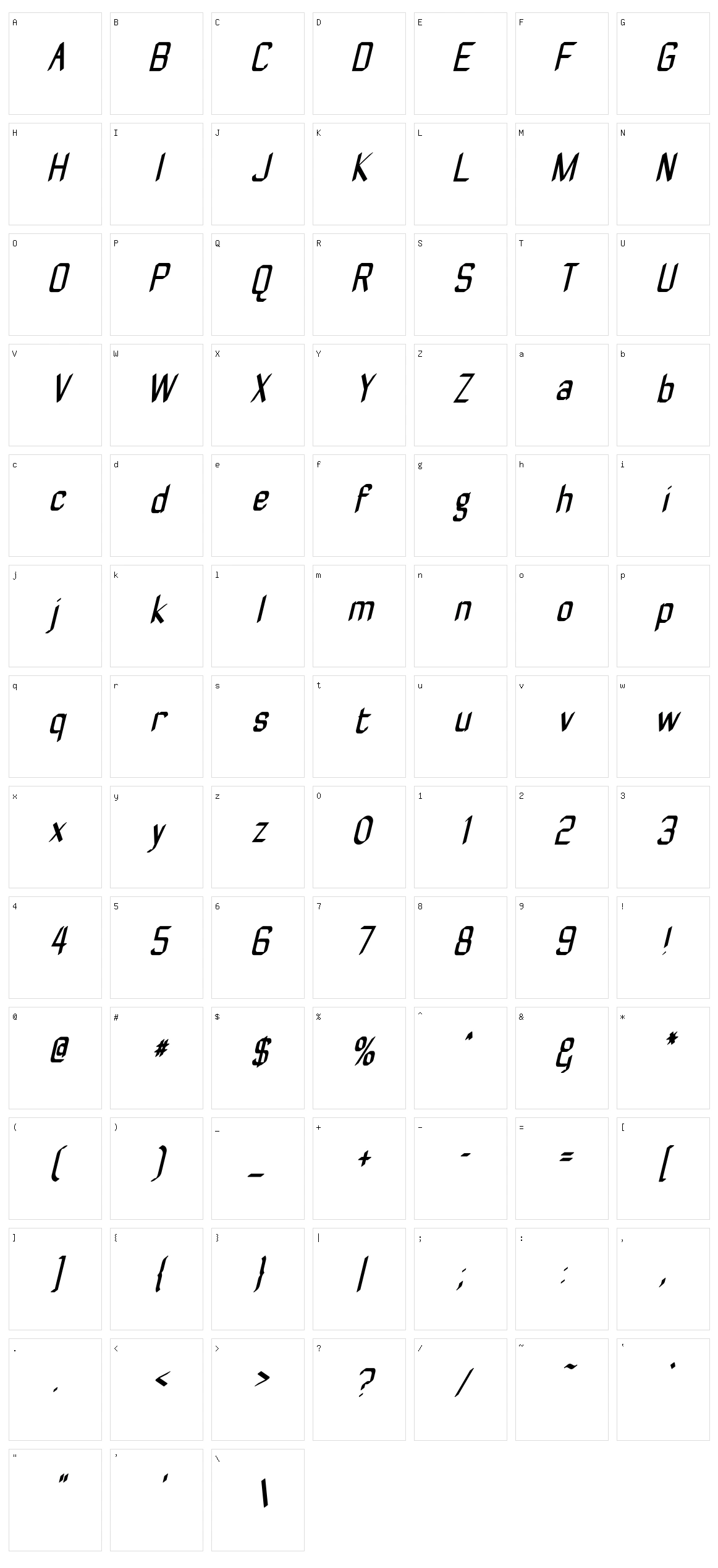 Zyphyte Character Set