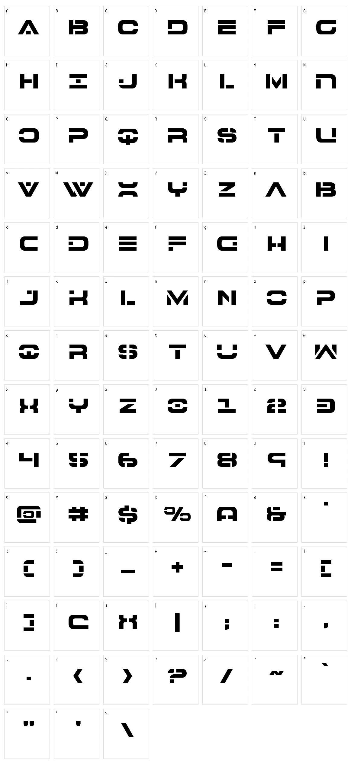 7th Service Character Set