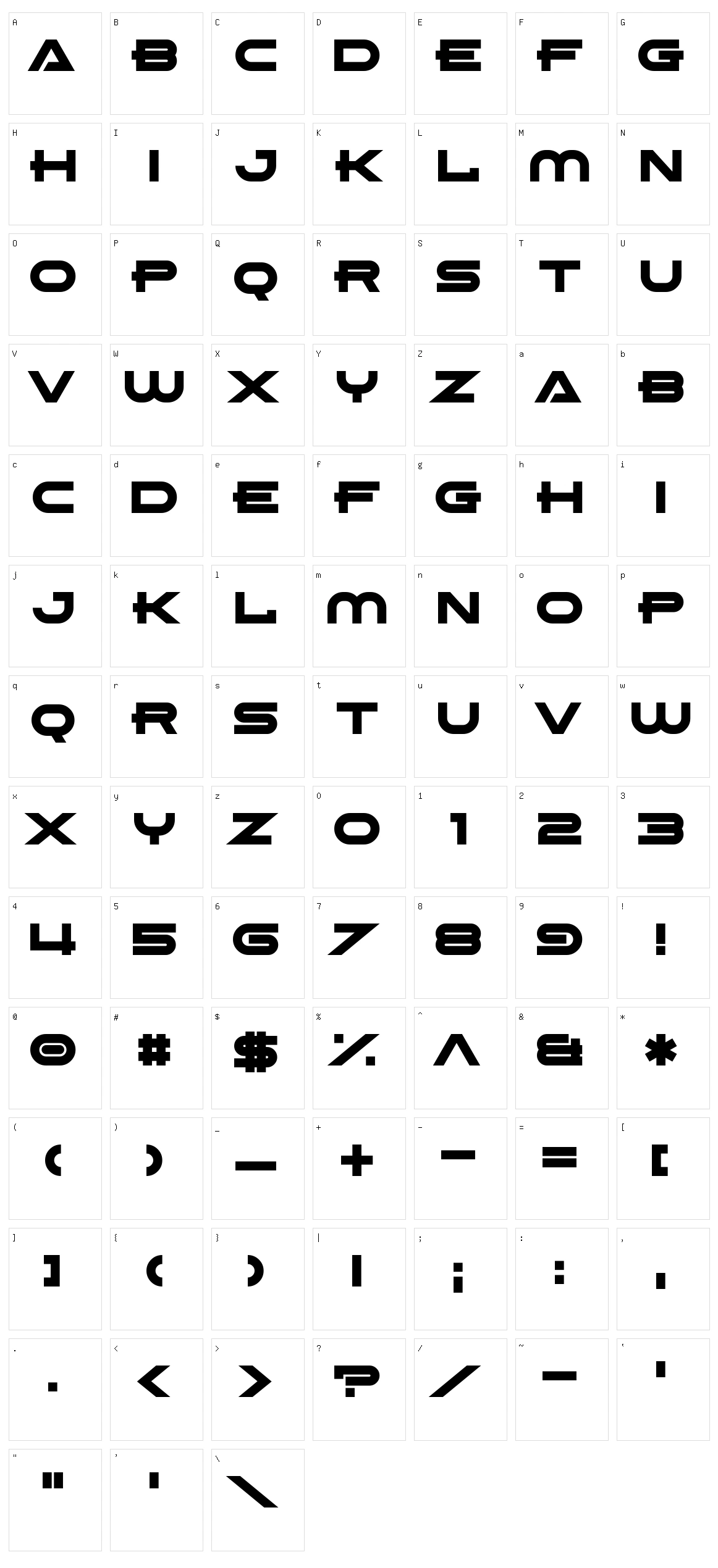 Absolute Xero Character Set
