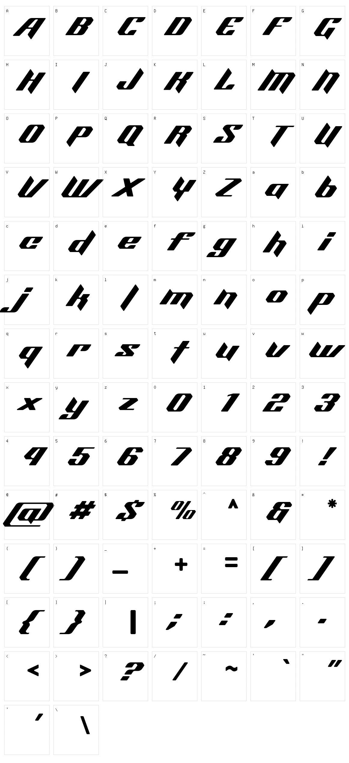 Aeroblade Character Set