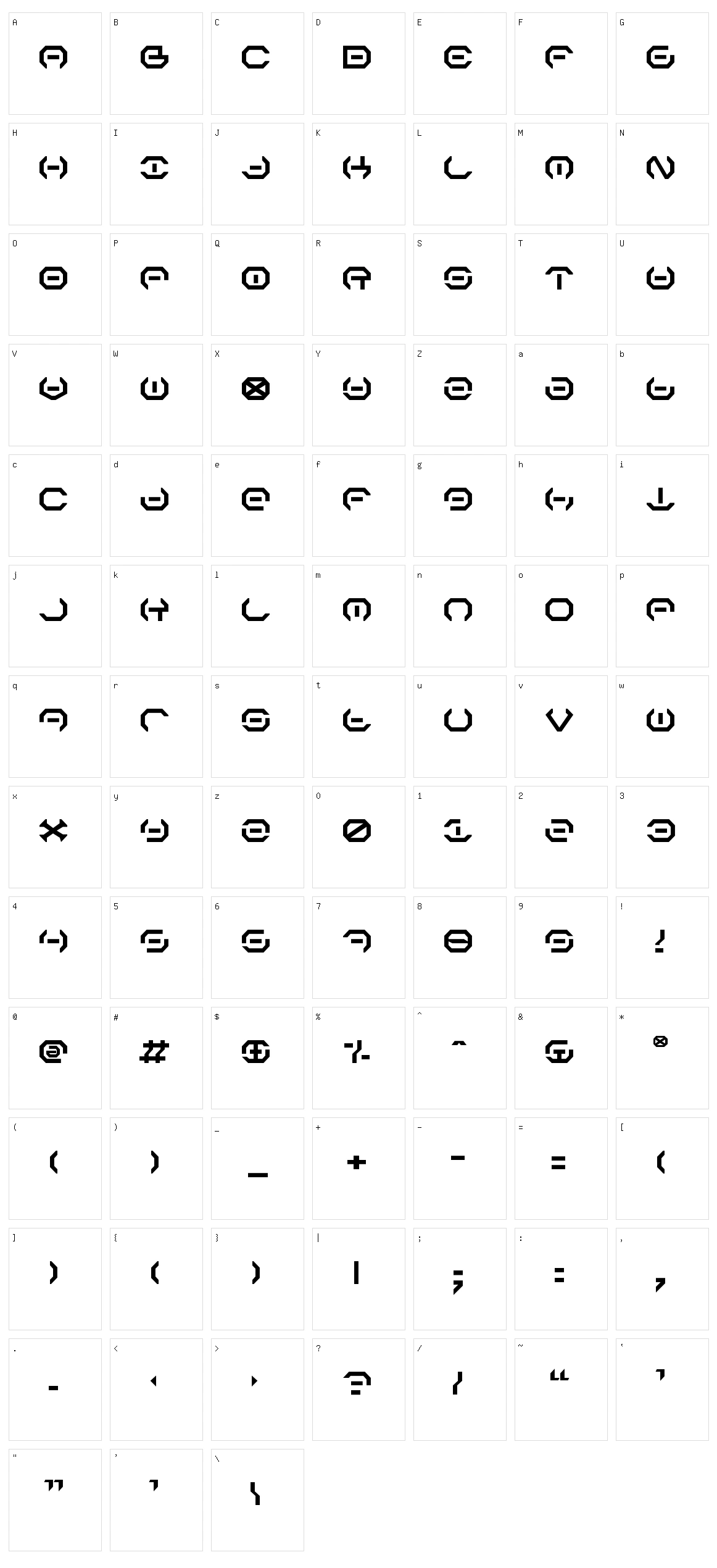 Alpha Sentry Character Set