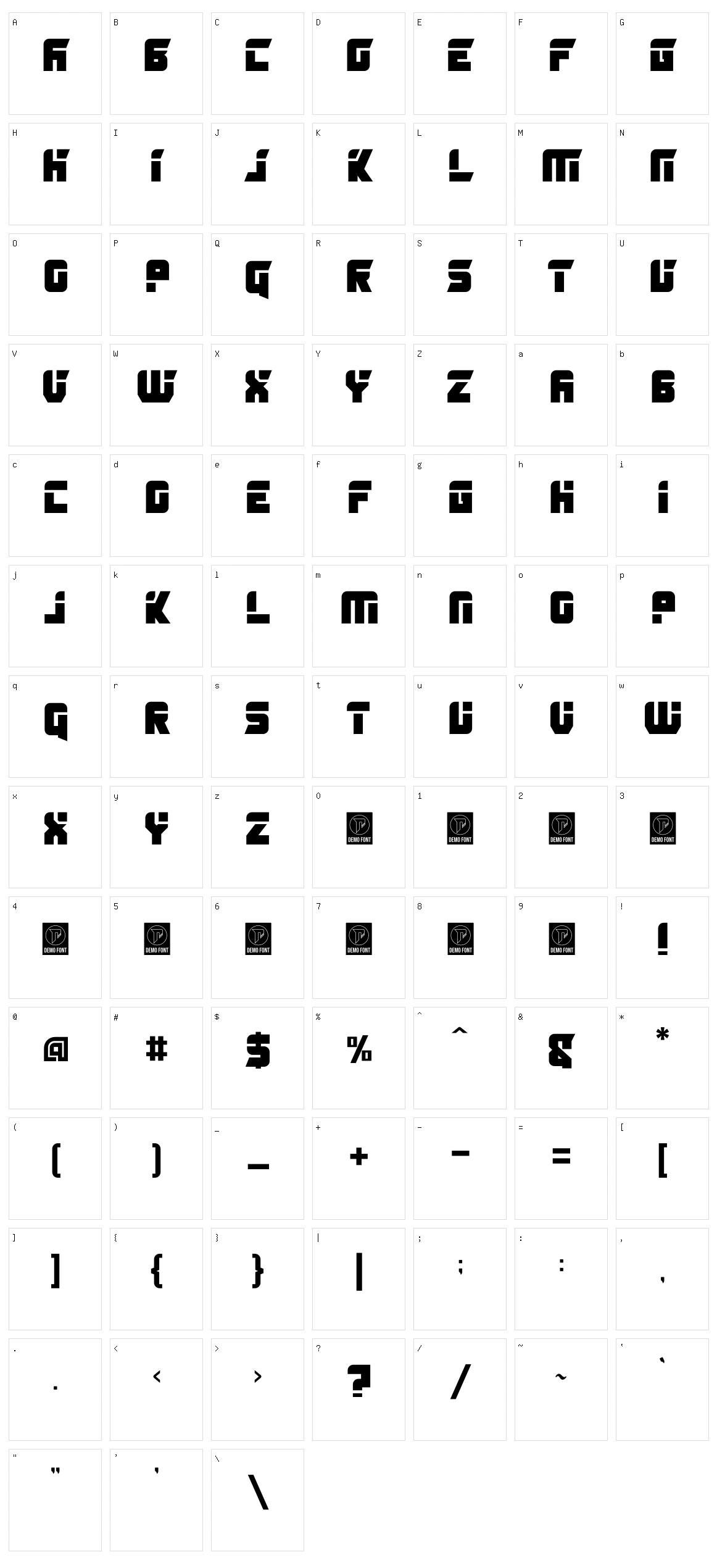 Amonus Character Set