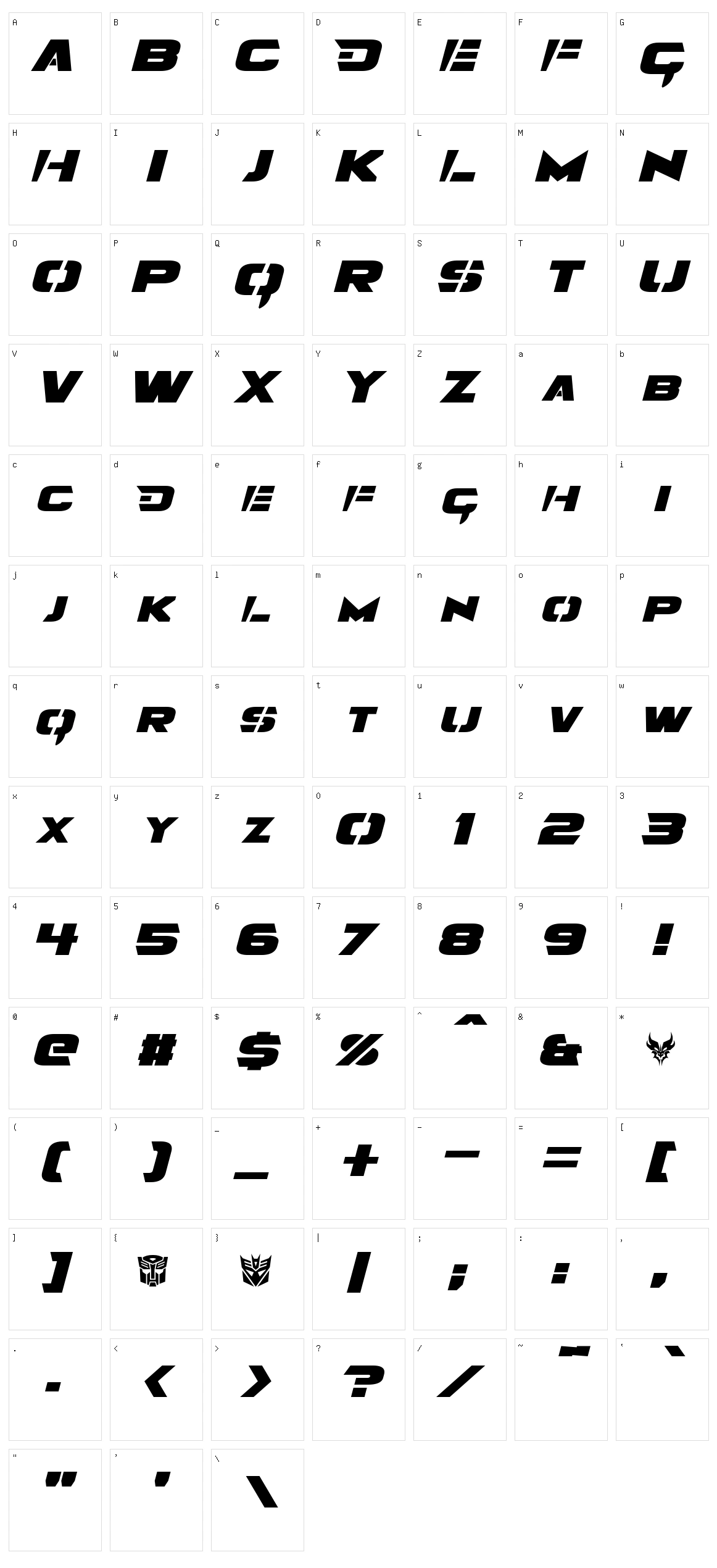 Angolmois Character Set