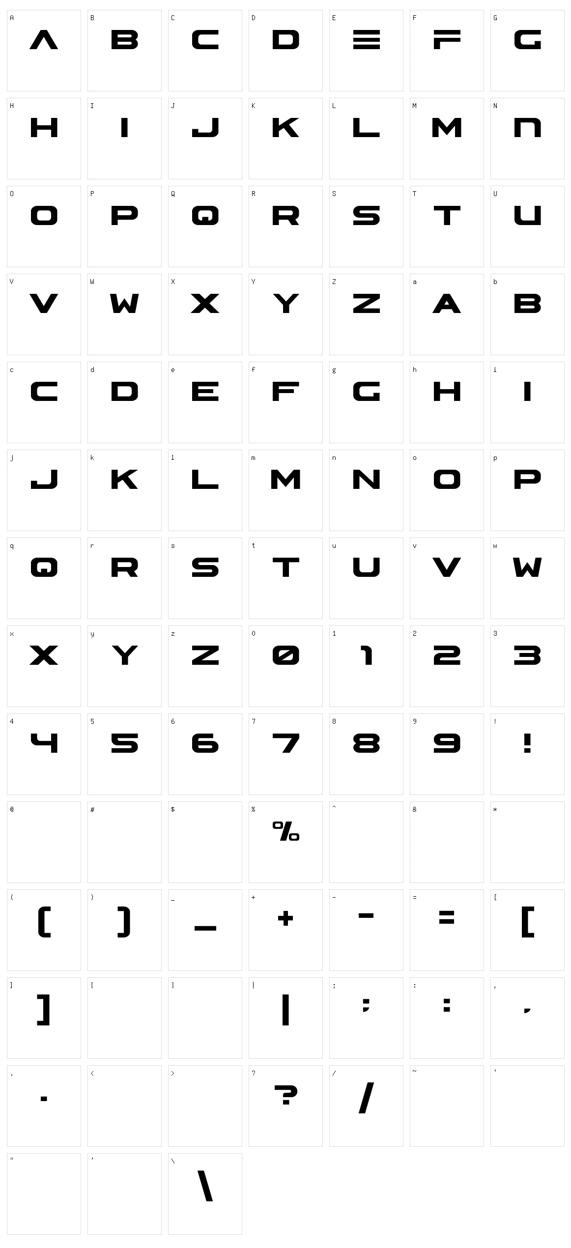 Astera Character Set