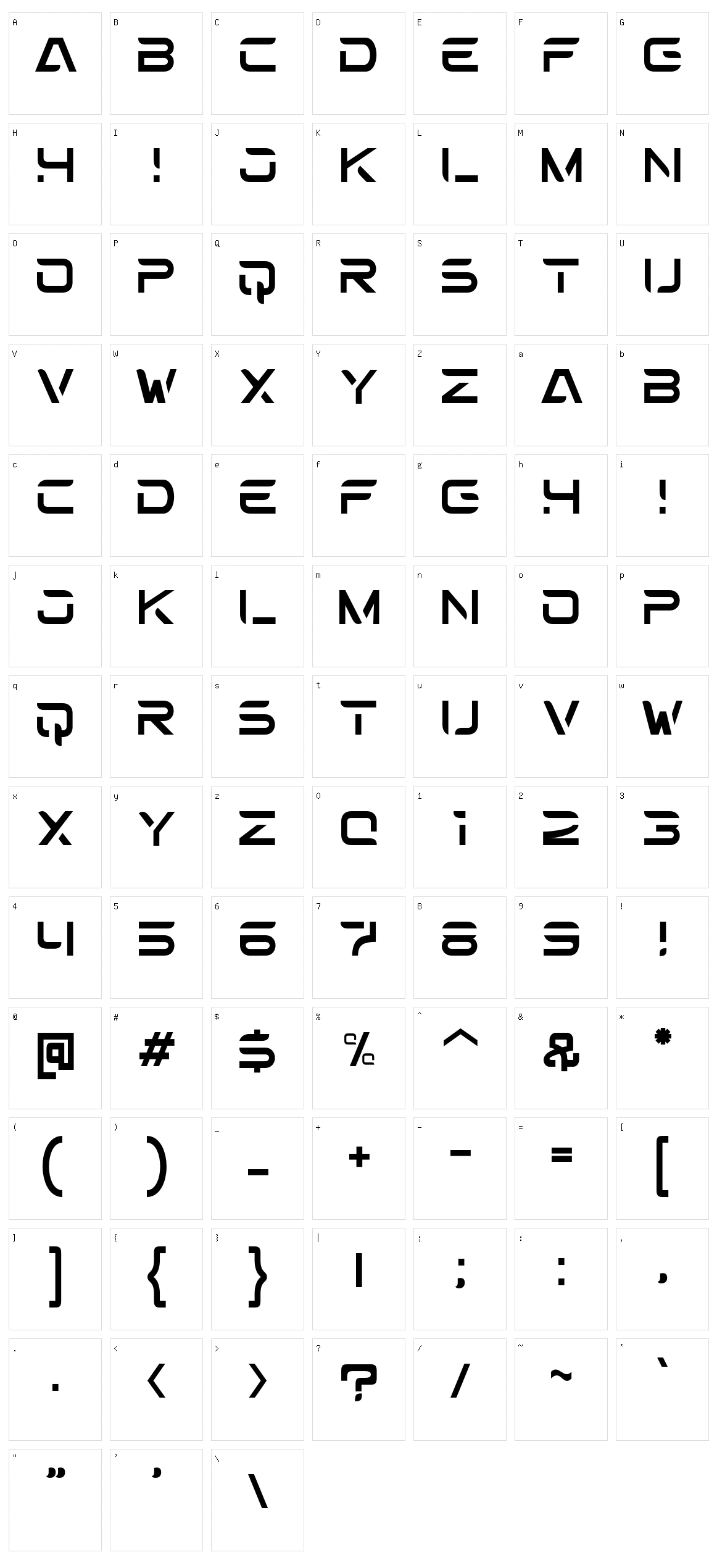 Backsteal Character Set