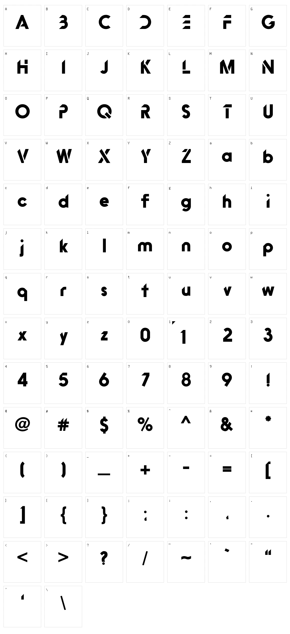 Bitink Character Set