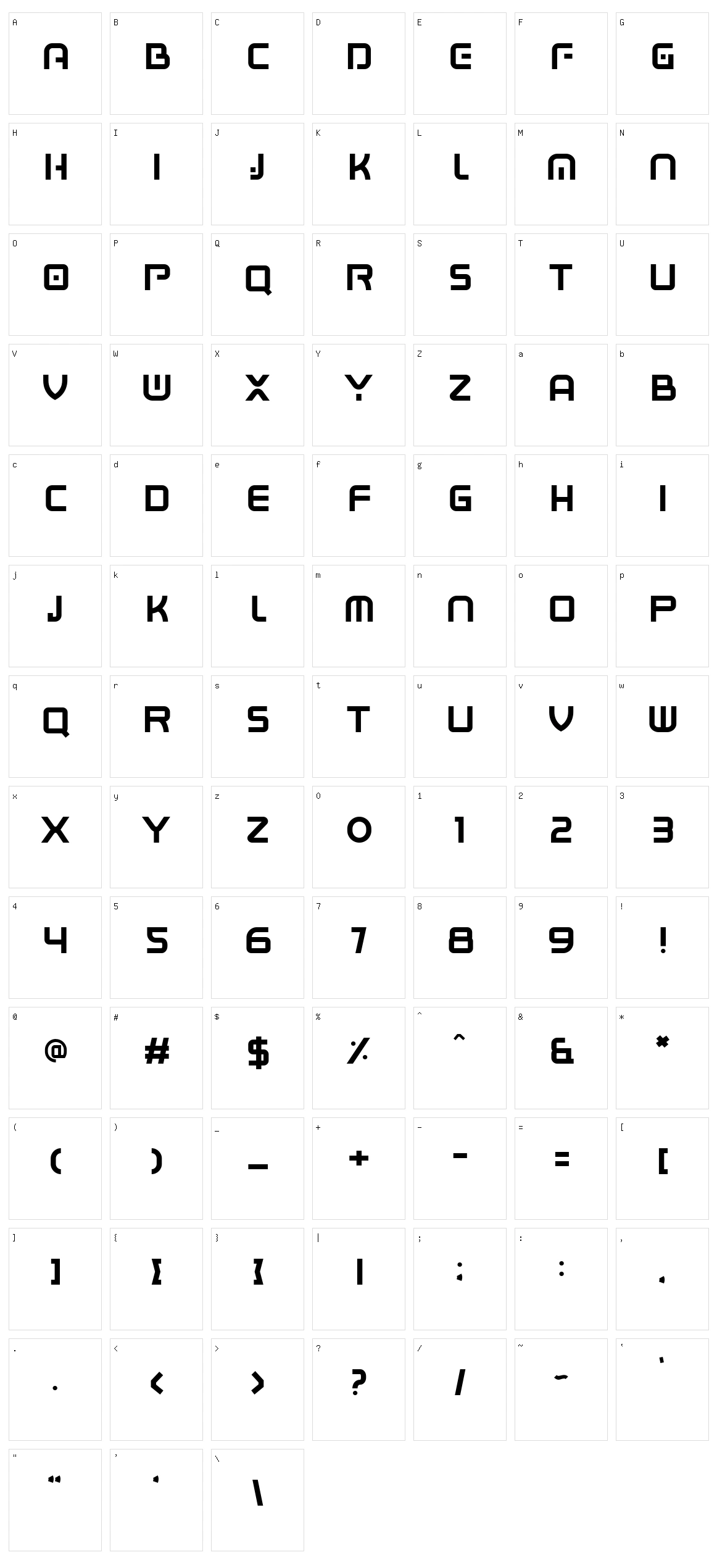 Boxigen Character Set