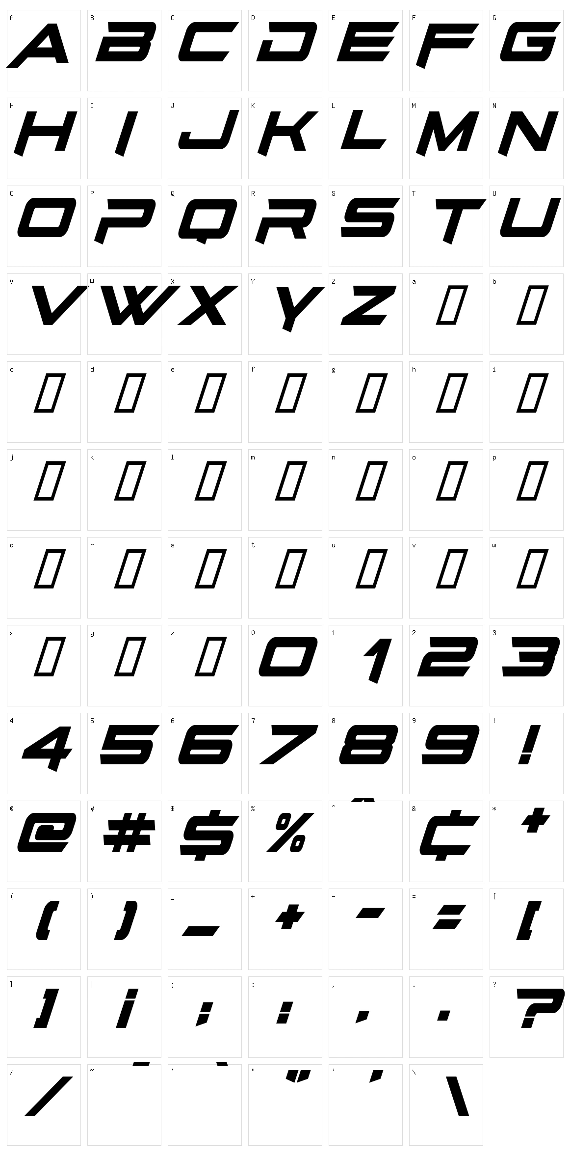 Bright Star Character Set