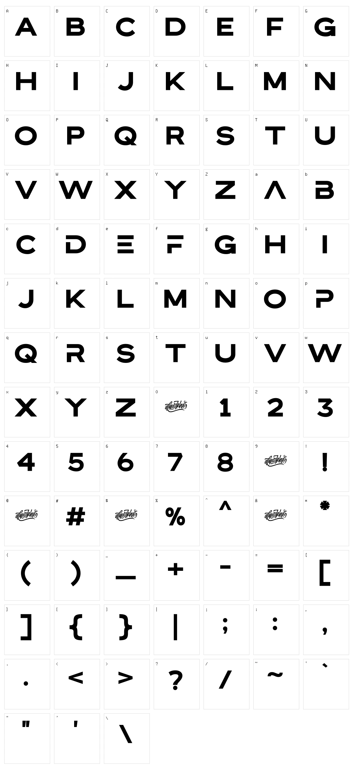 Bristone Character Set