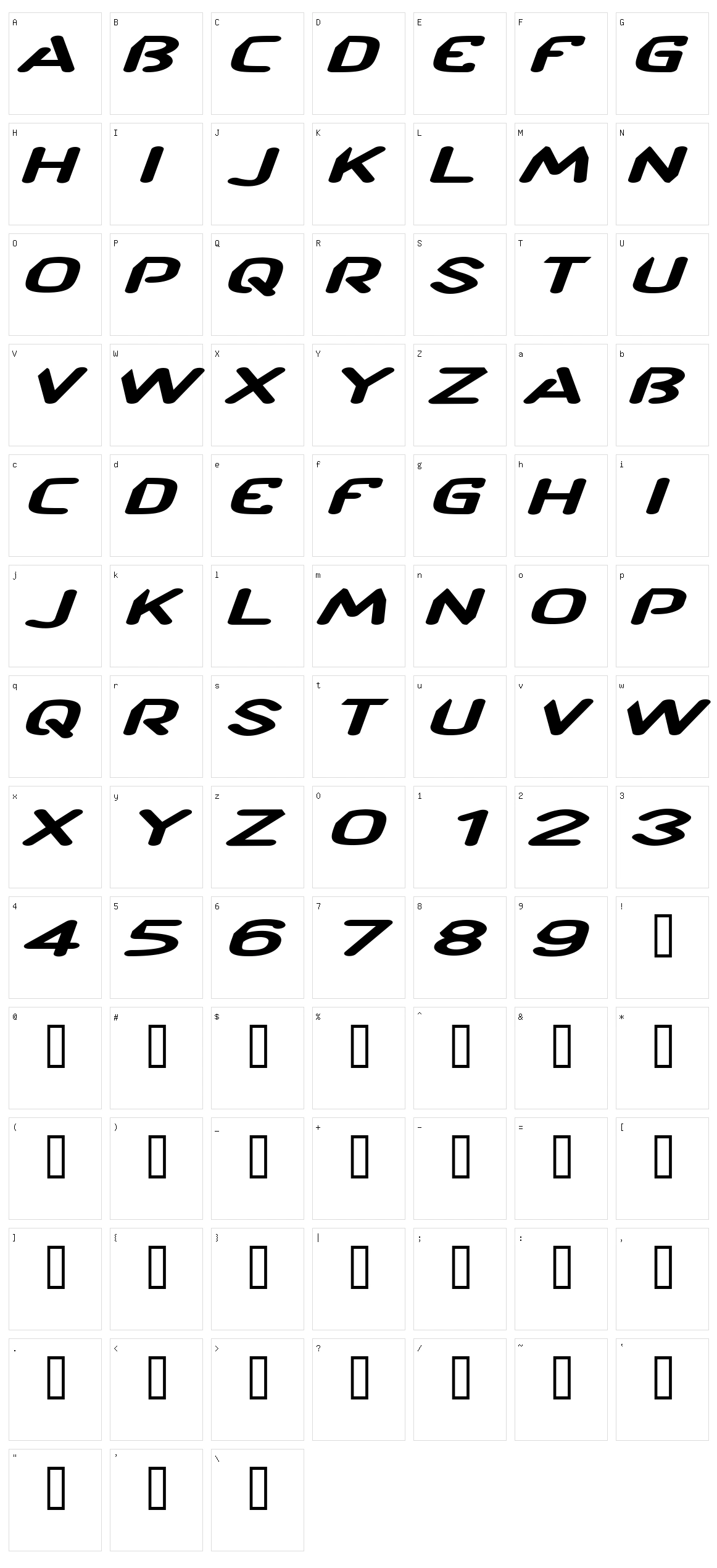 CF TechnoRama Character Set