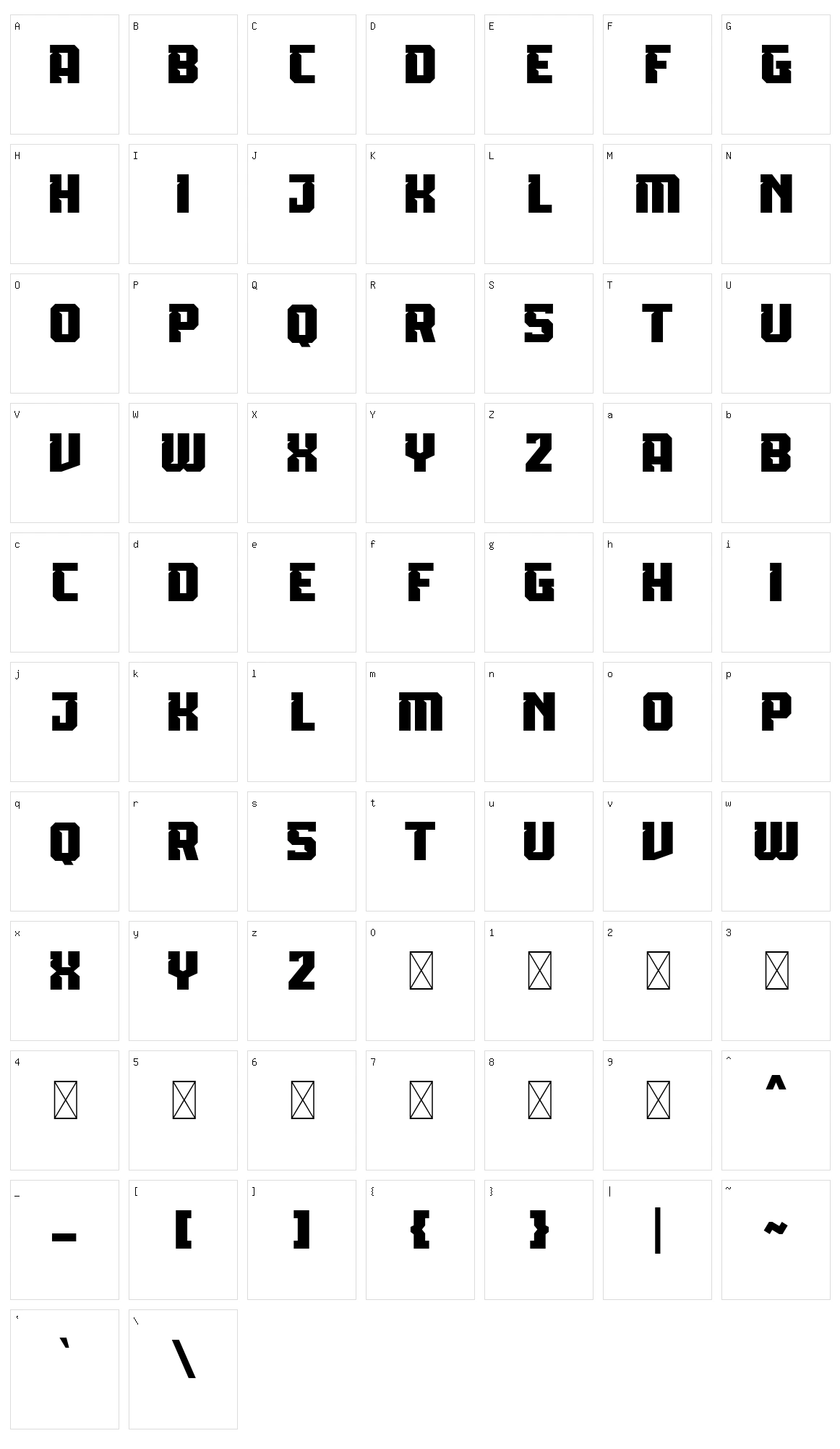 Clowsh Character Set