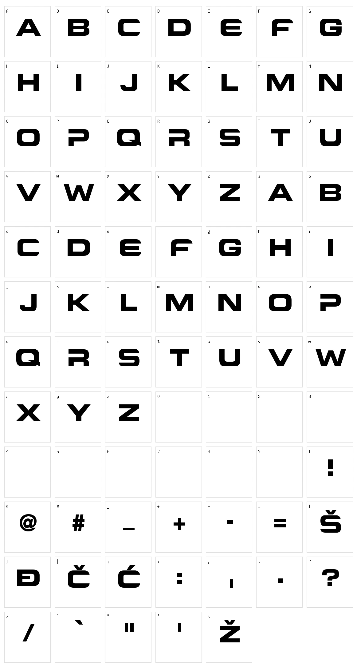 Criovision Character Set