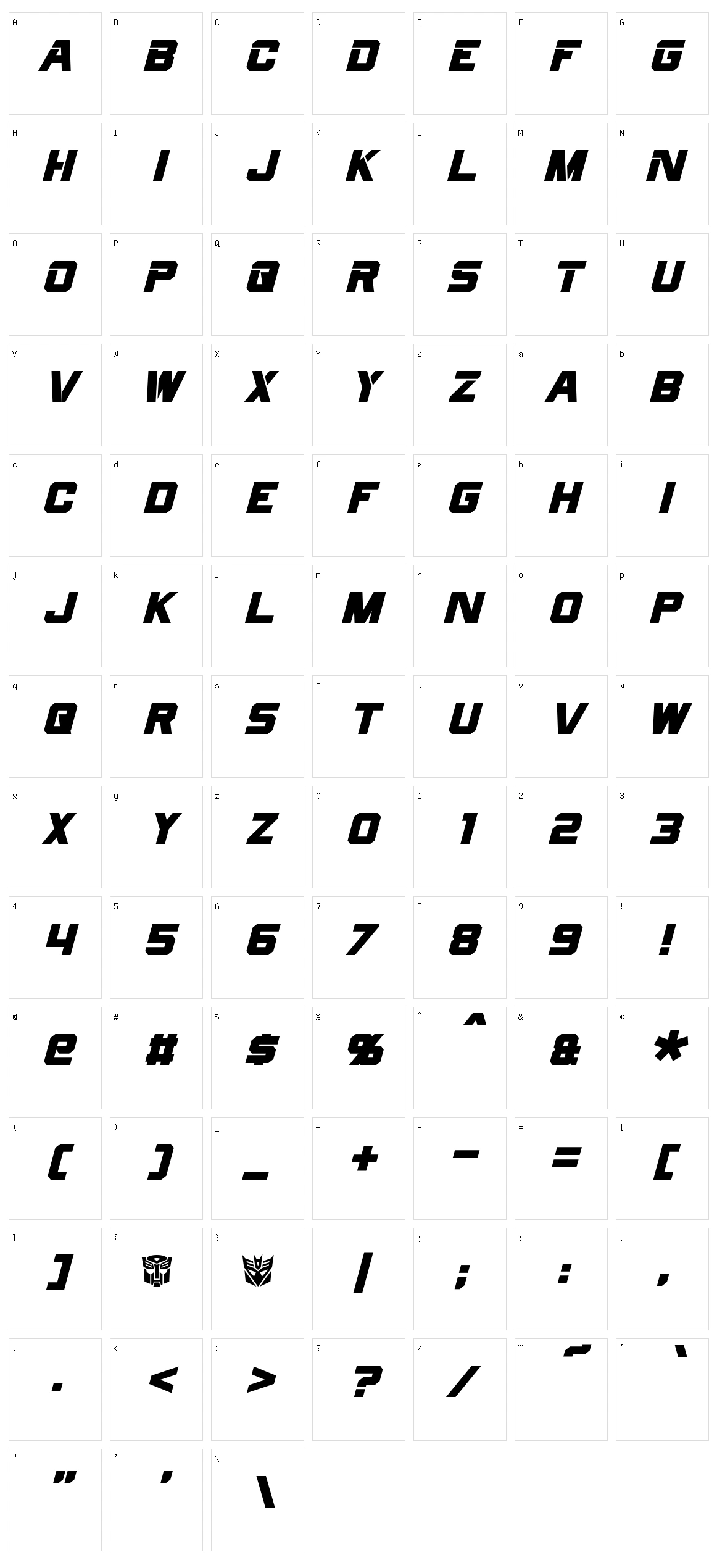 Cyberfall Character Set